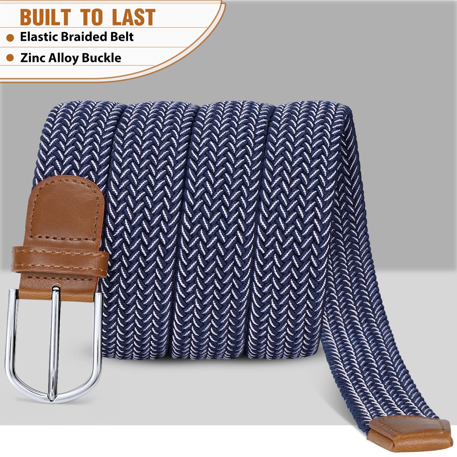 Braided Stretch Belt for Men Women