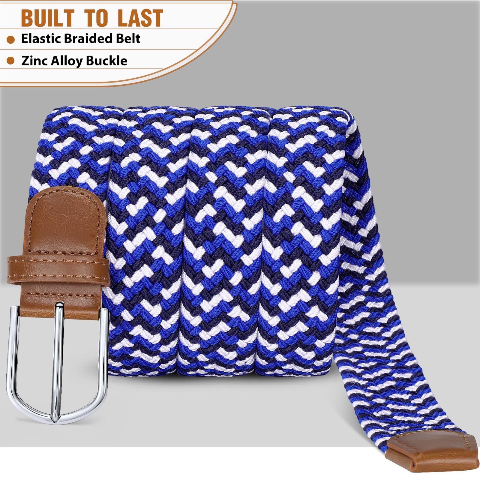 Braided Stretch Belt for Men Women