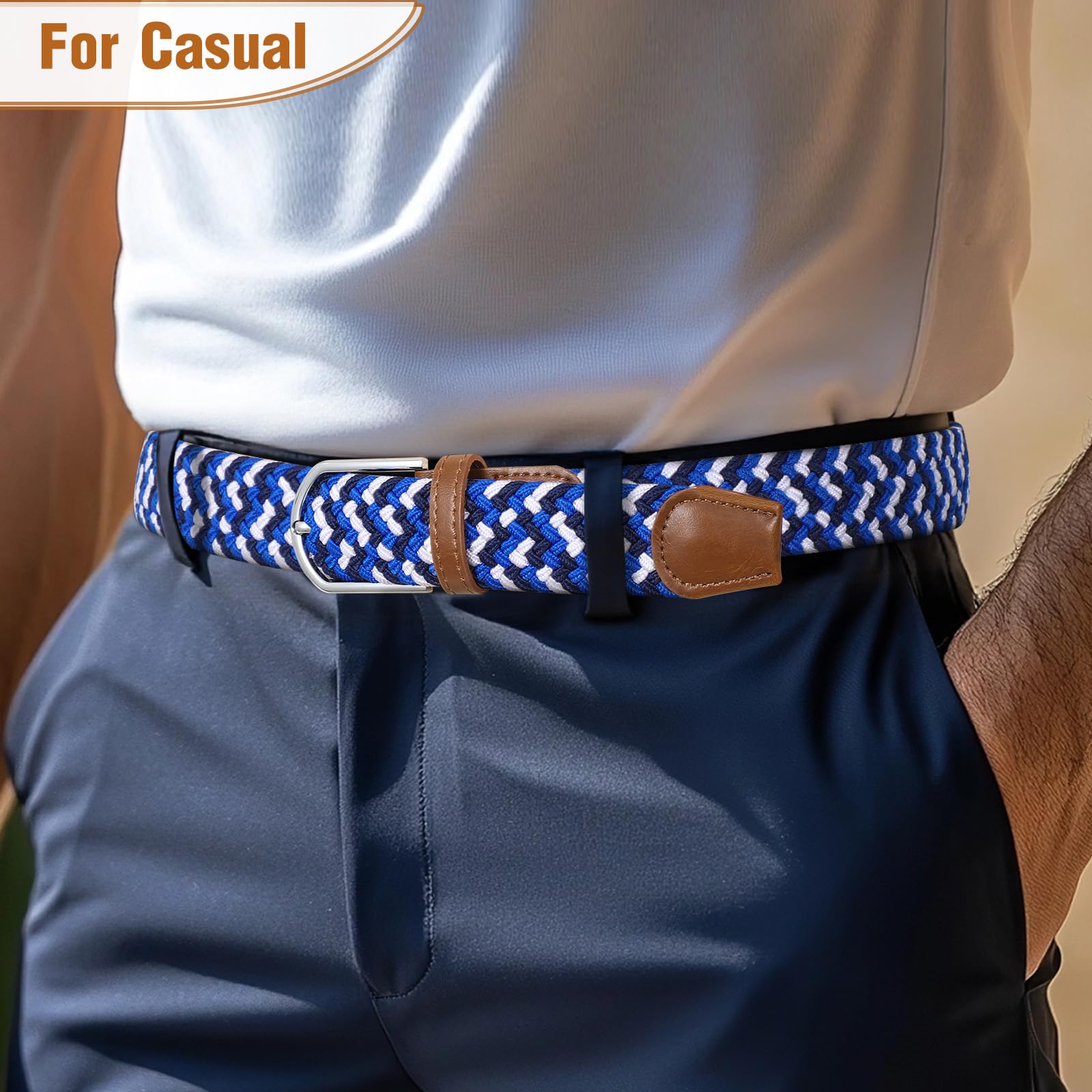 Braided Stretch Belt for Men Women