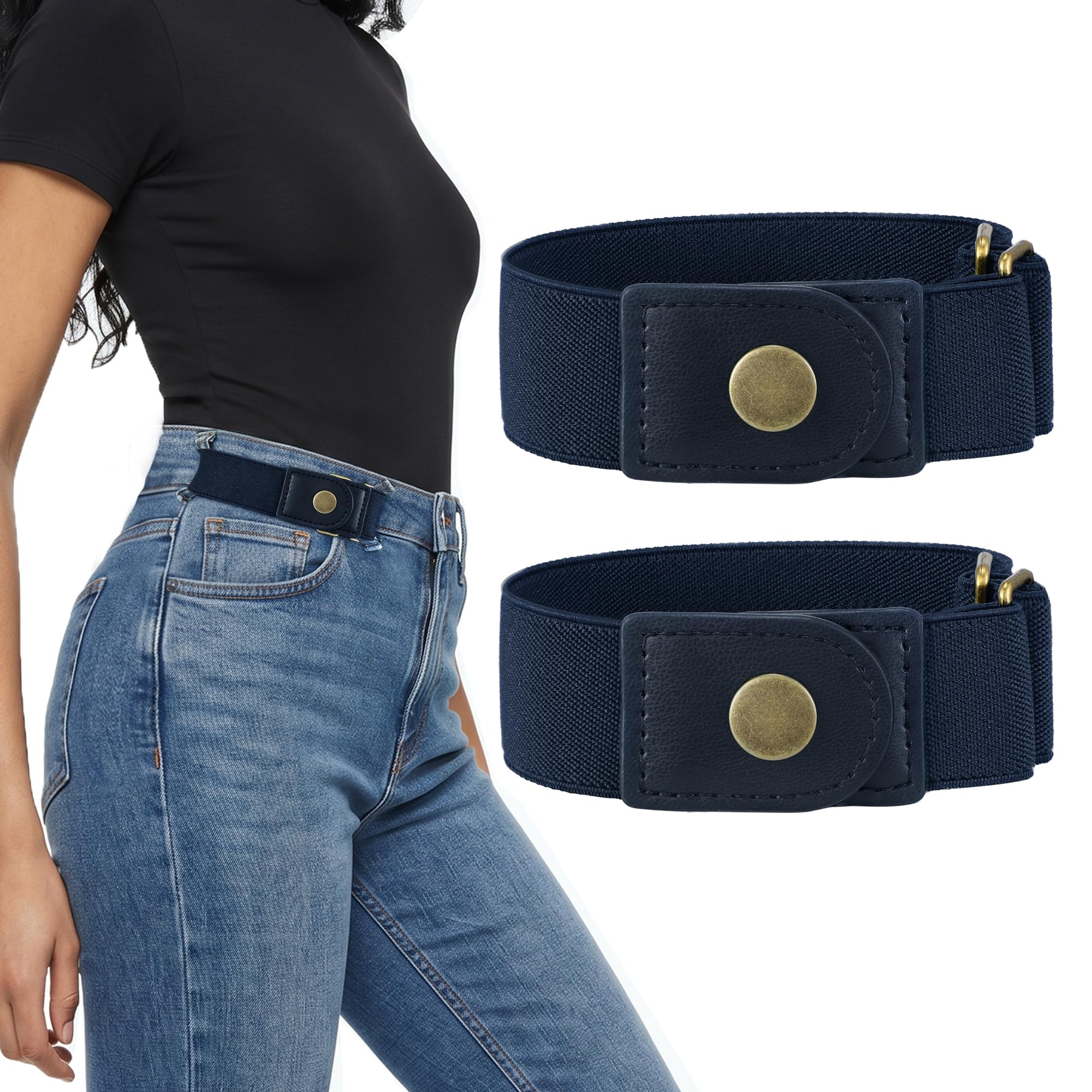 Half Side-Loop Elastic Waist Belt for Women Men
