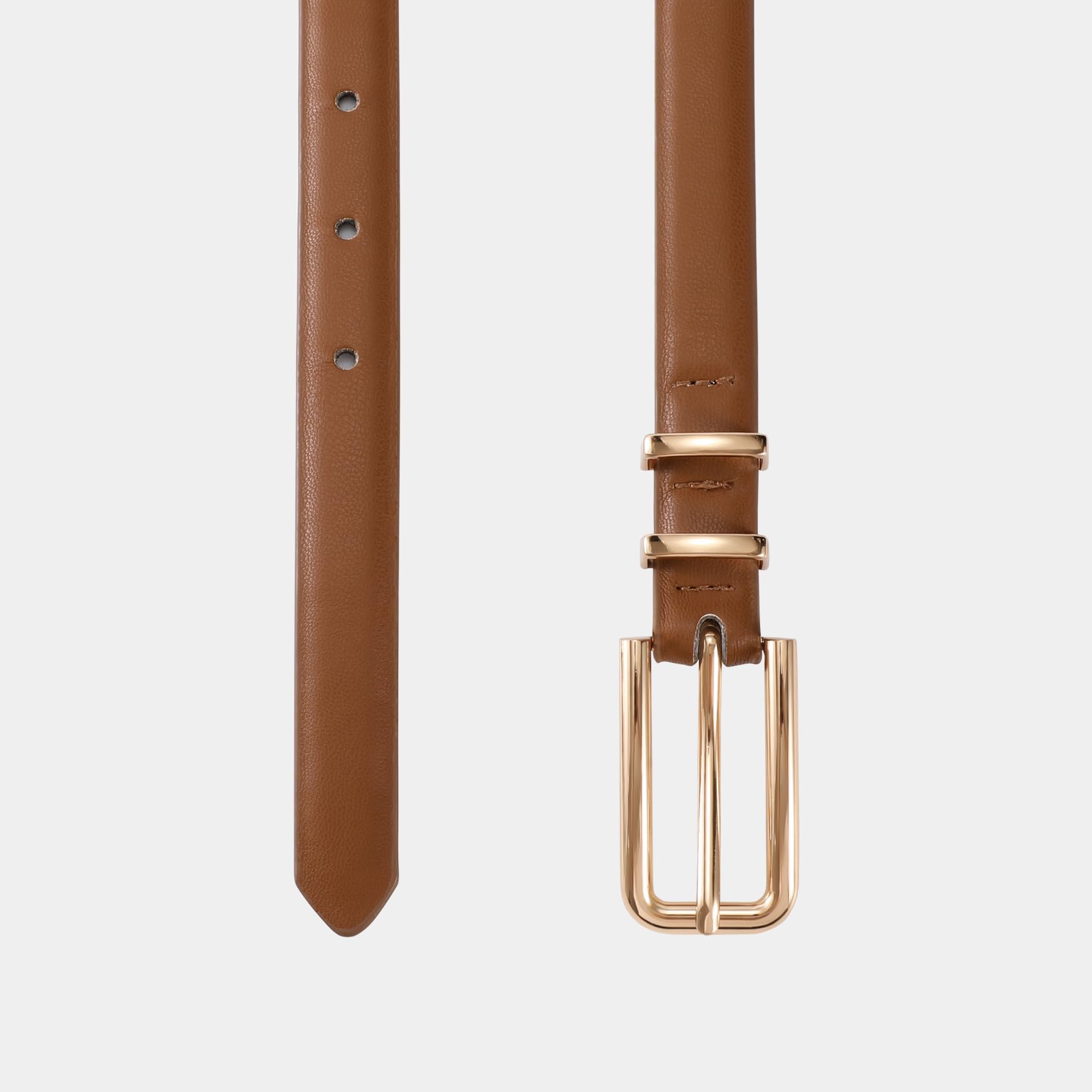 Thin Waist Belt with Square Gold Buckle