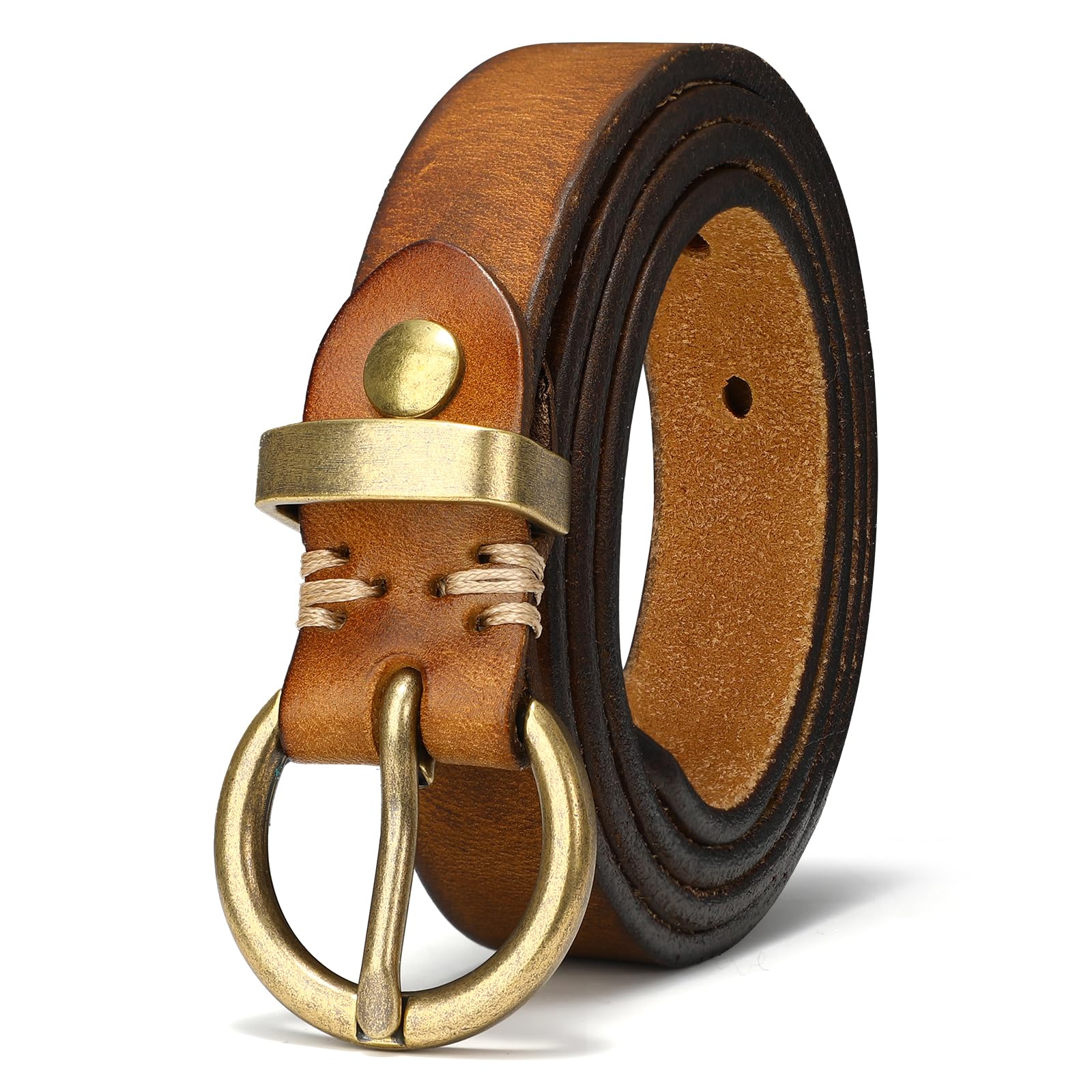 Vintage Cowhide Skinny Leather Belt - JASGOOD OFFICIAL