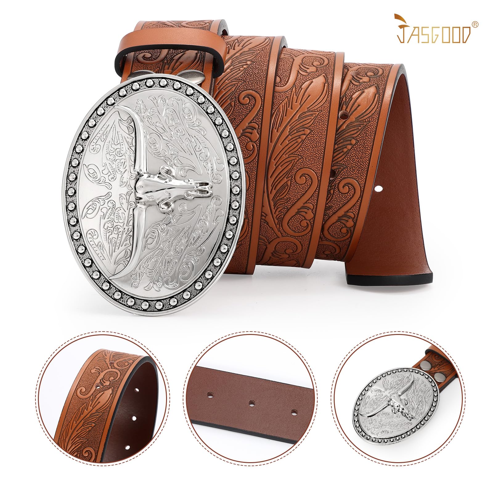 Cowgirl Cowboy Genuine Leather Belt 1.5" - JASGOOD OFFICIAL