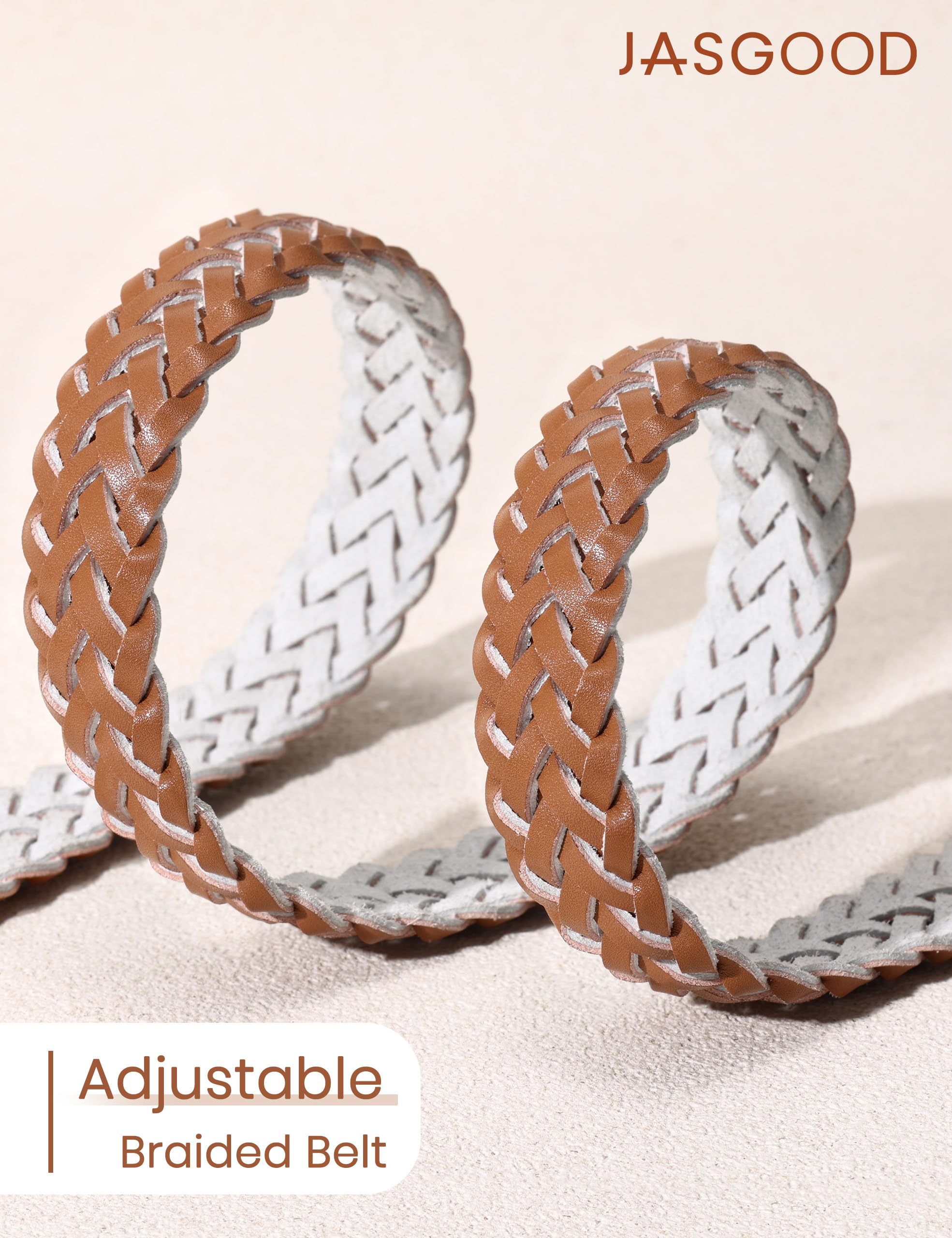 No-Hole Braided Leather Belts Plus Size