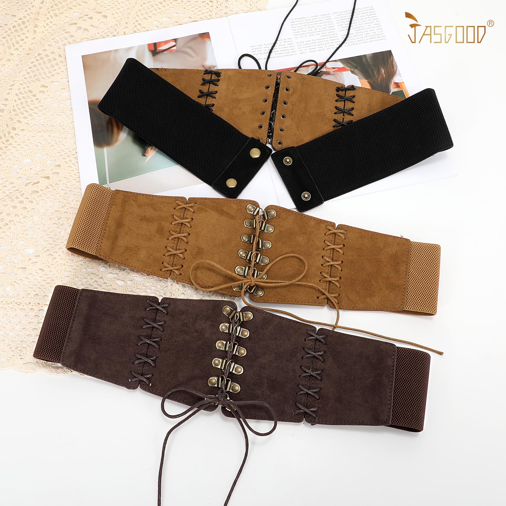 Elastic Lace-up Waspie Corset for Halloween Costume