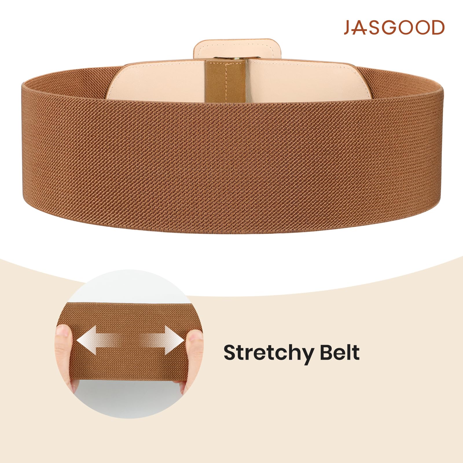 Elastic Suede Wide Belt with Vintage Chunky Square Buckle