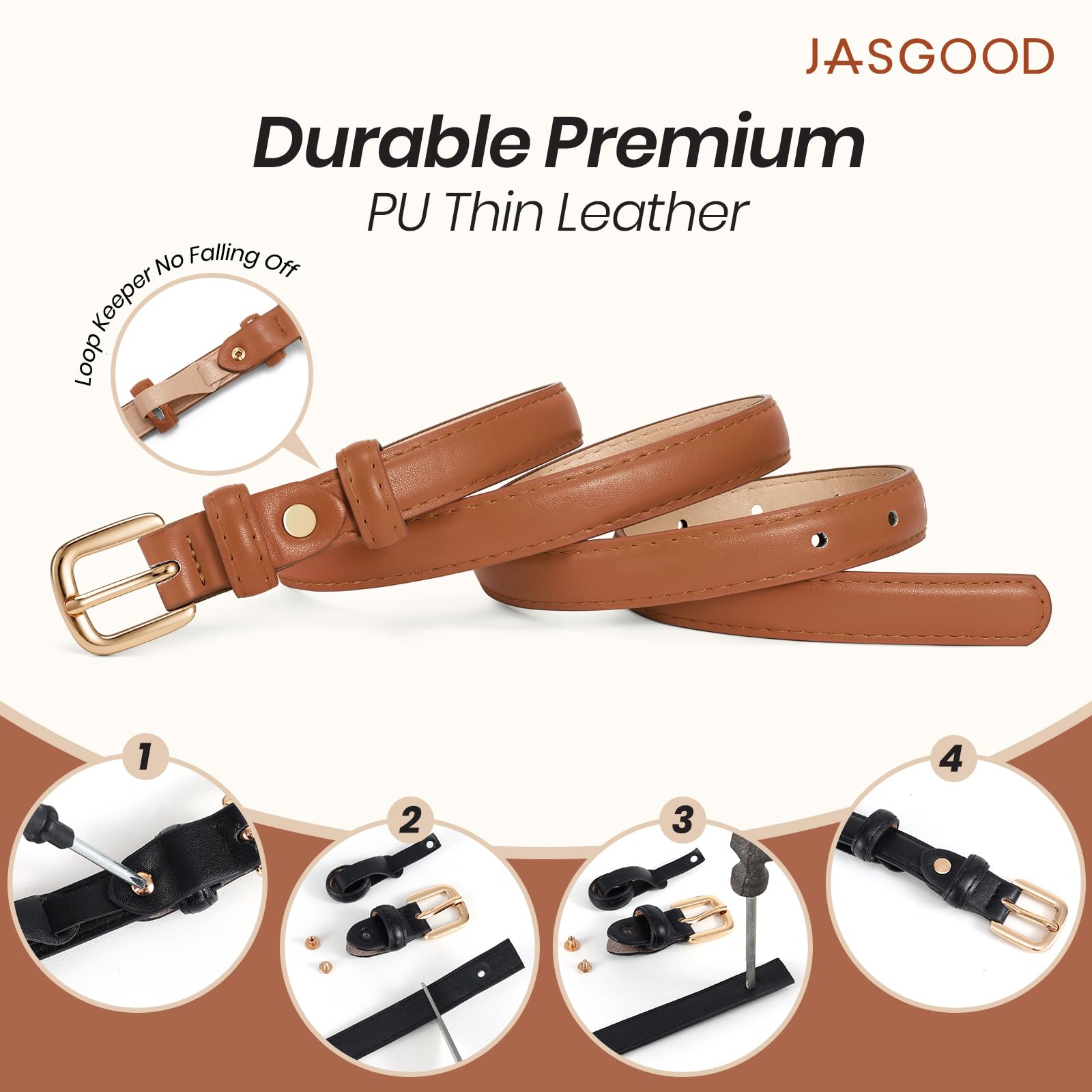 21 Colors Ladies Belt with Gold Buckle