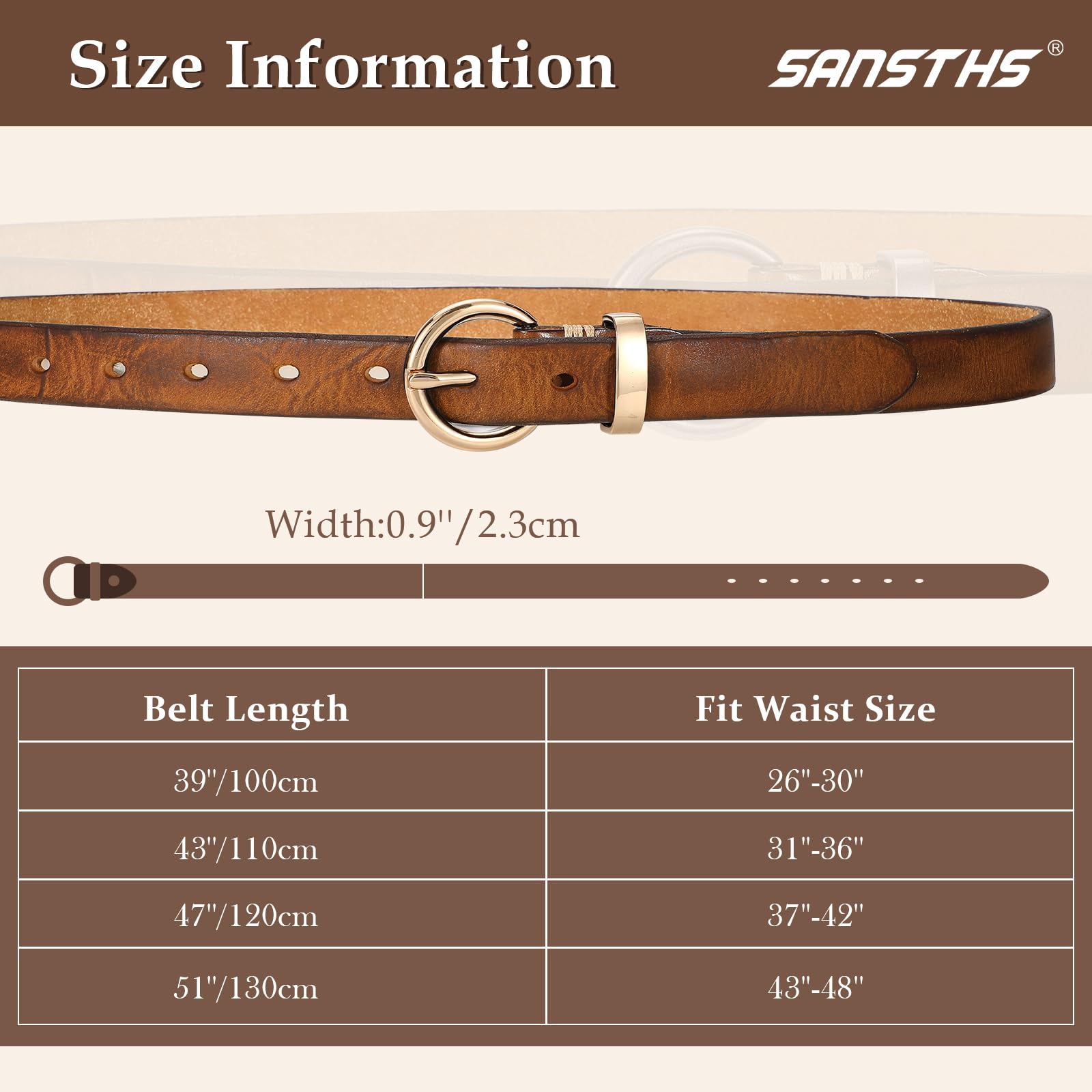 Vintage Cowhide Skinny Leather Belt - JASGOOD OFFICIAL