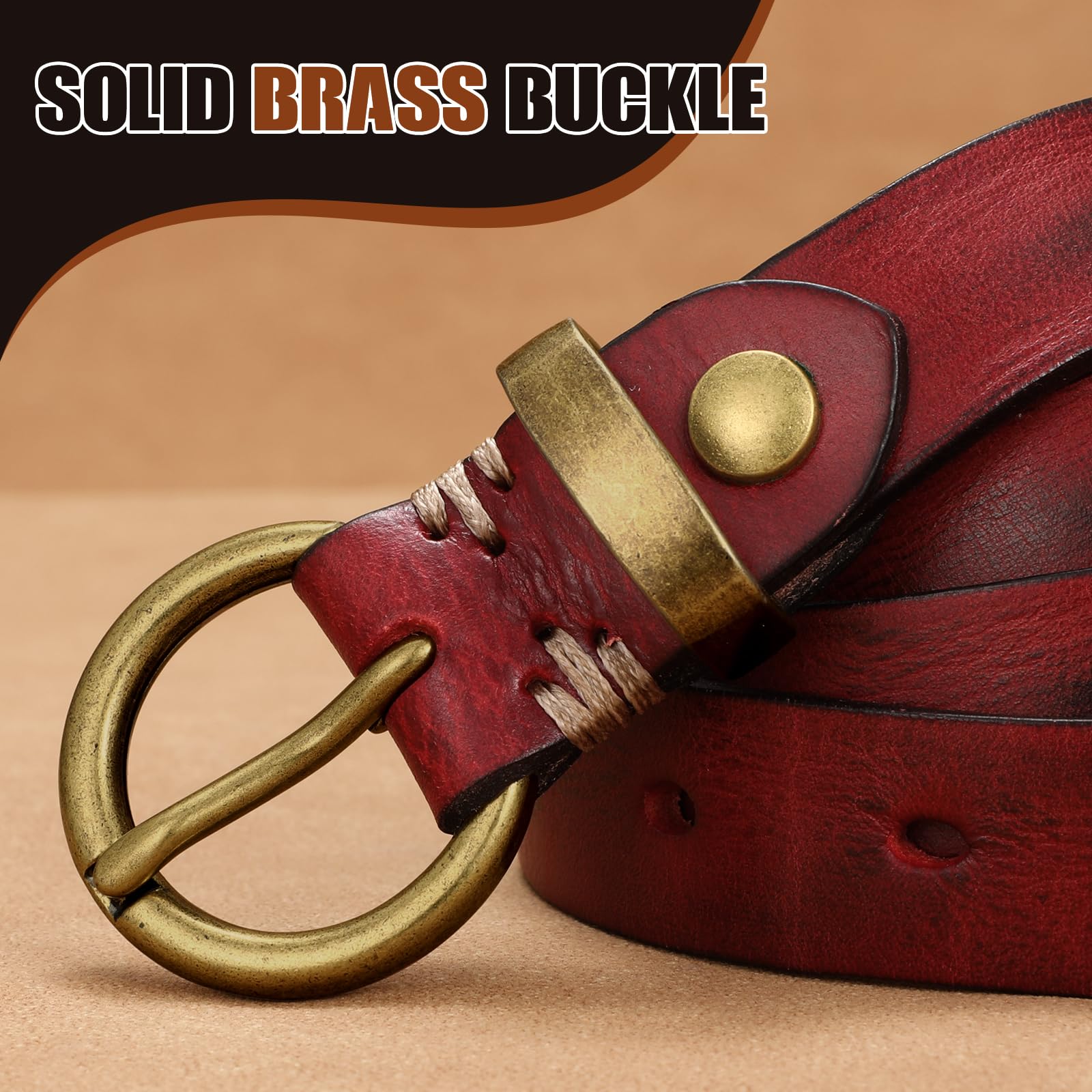 Vintage Cowhide Skinny Leather Belt - JASGOOD OFFICIAL