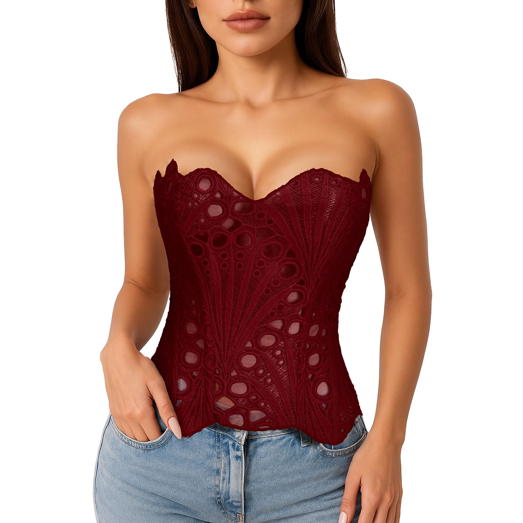 Lace Up Corset Bustier Top