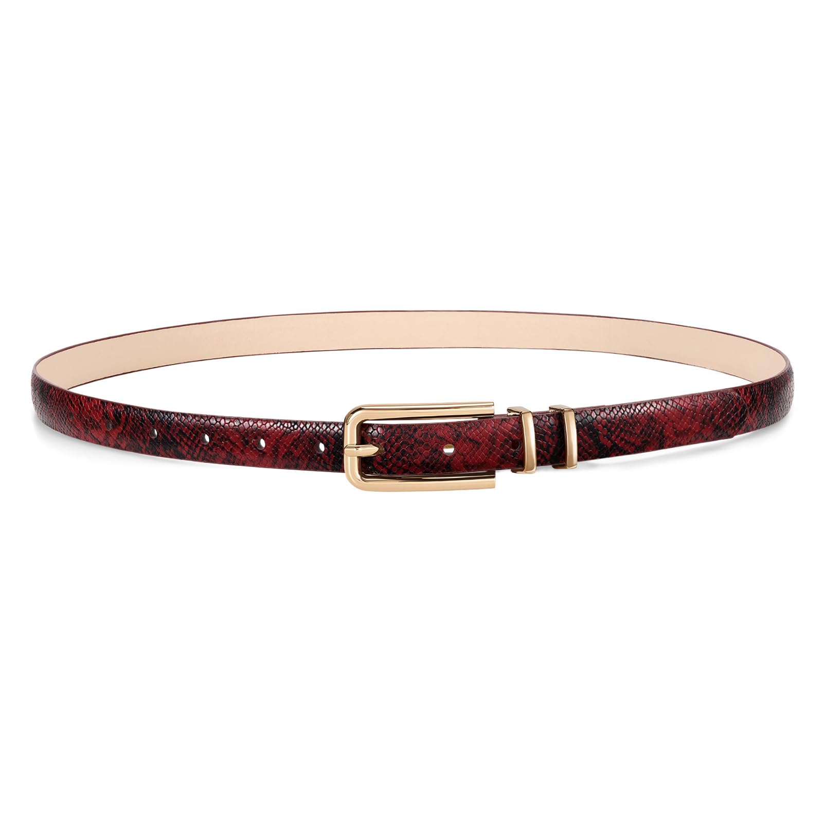 Thin Waist Belt with Square Gold Buckle