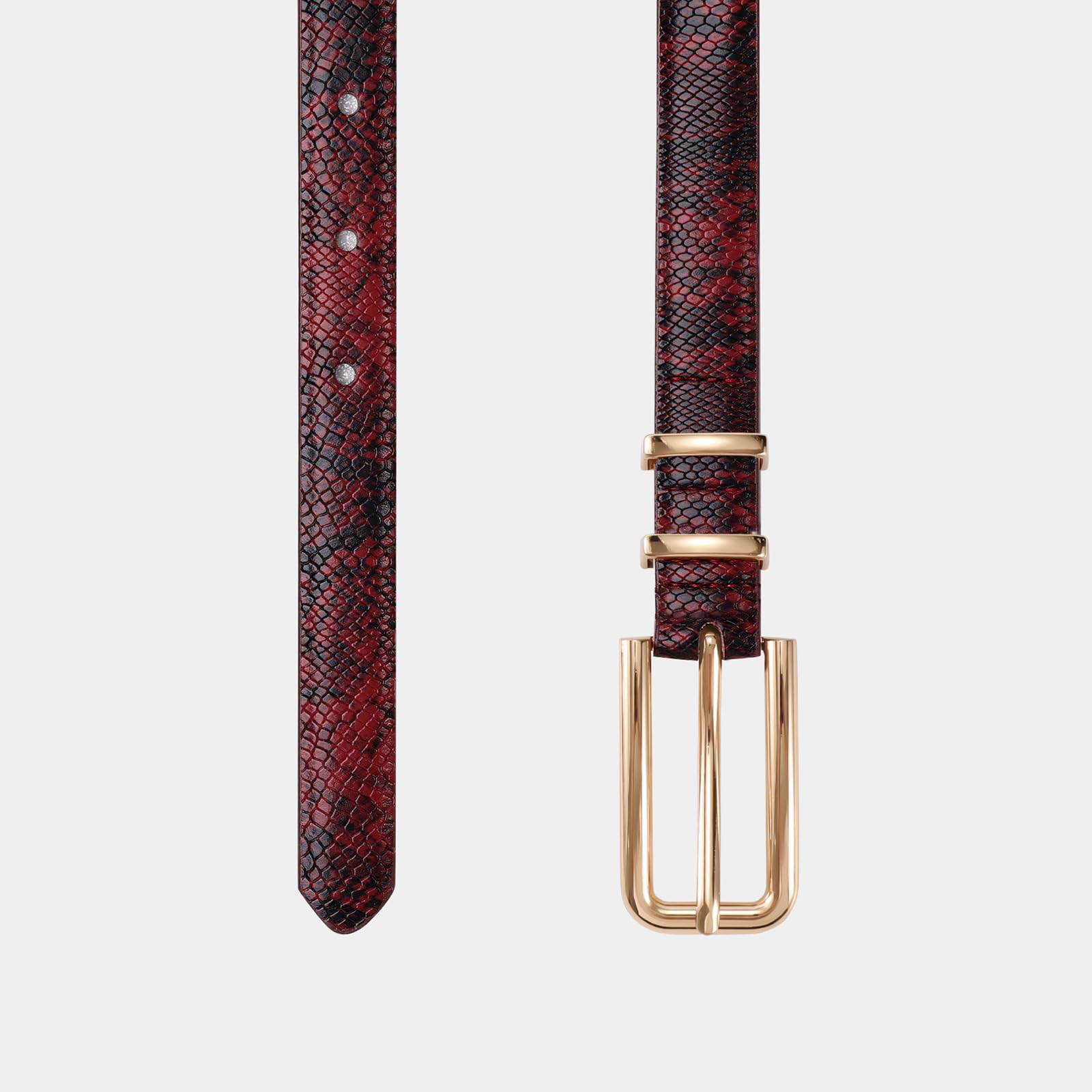 Thin Waist Belt with Square Gold Buckle
