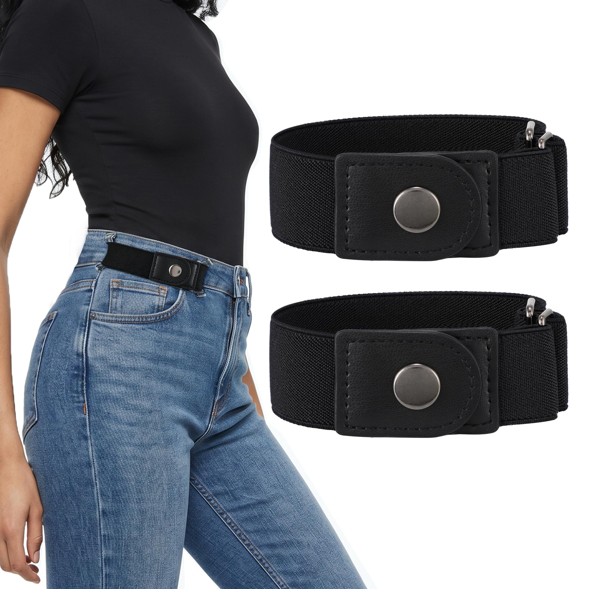 Half Side-Loop Elastic Waist Belt for Women Men
