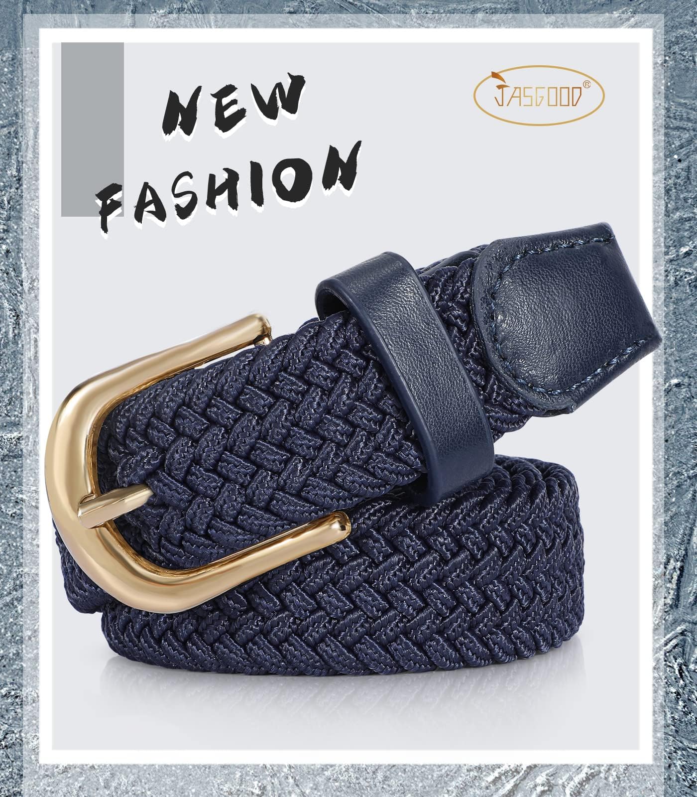 2-Pack Elastic Woven Stretch Fabric Braided Belts for Women