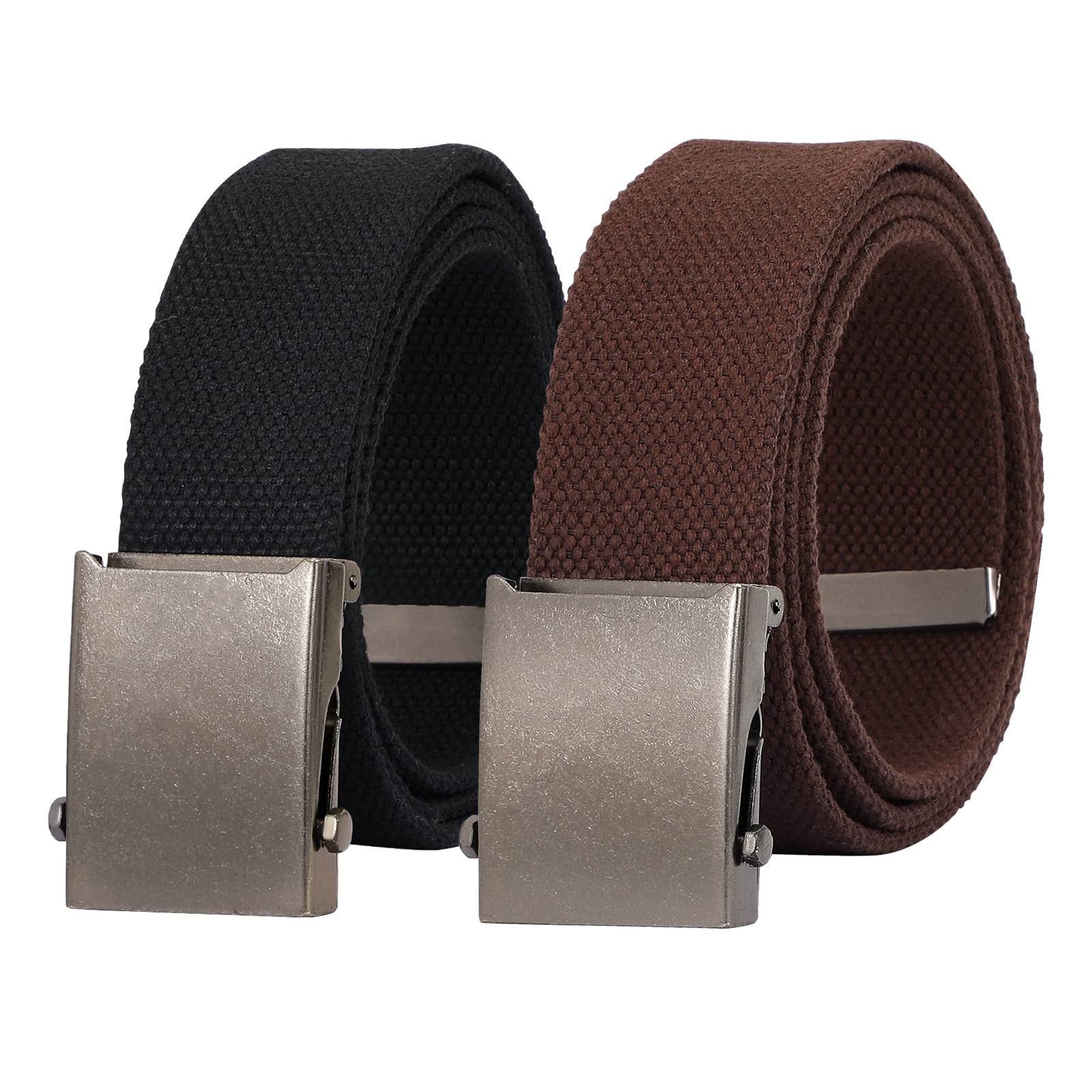 2 Pack Canvas Web Belt with Metal Buckle