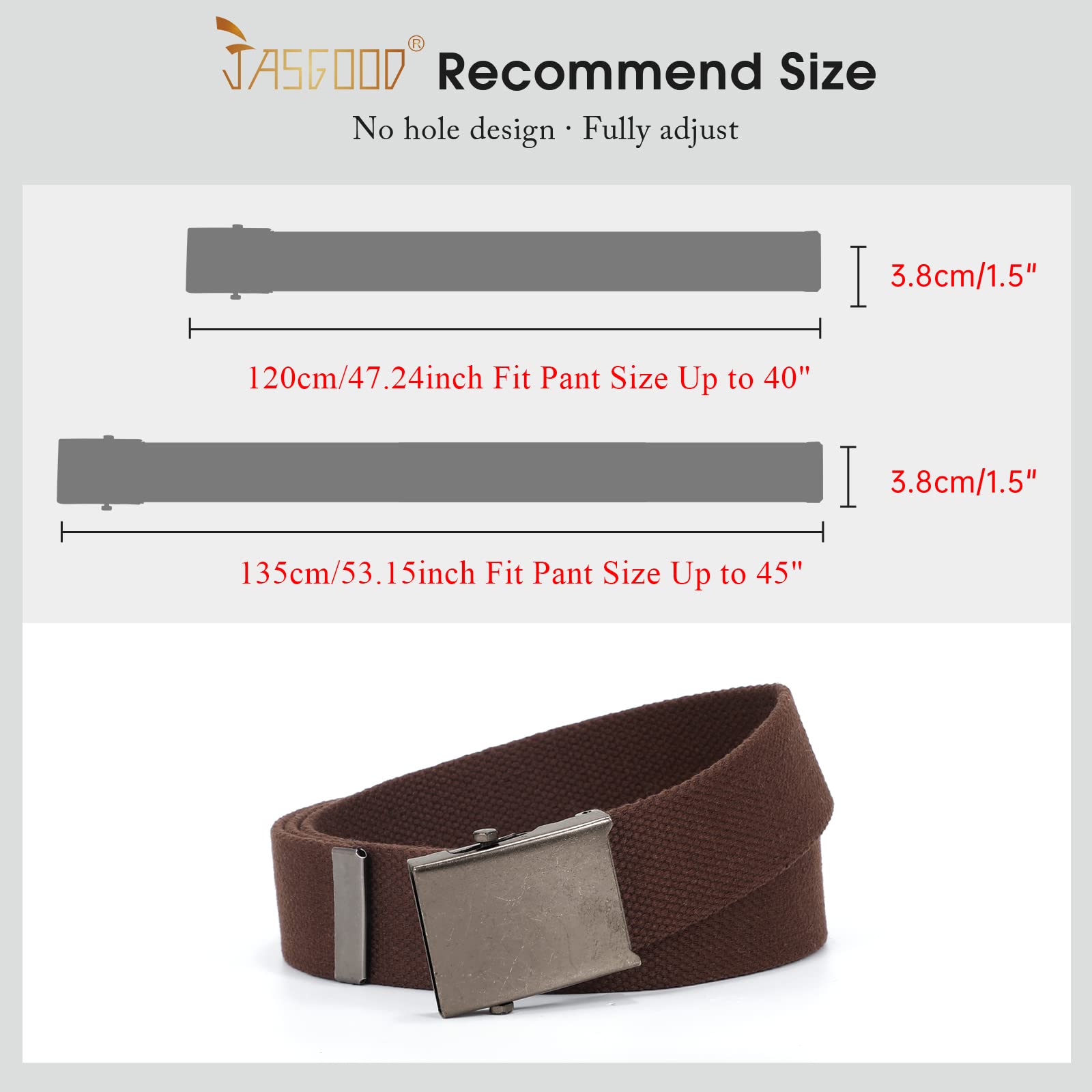 2 Pack Canvas Web Belt with Metal Buckle