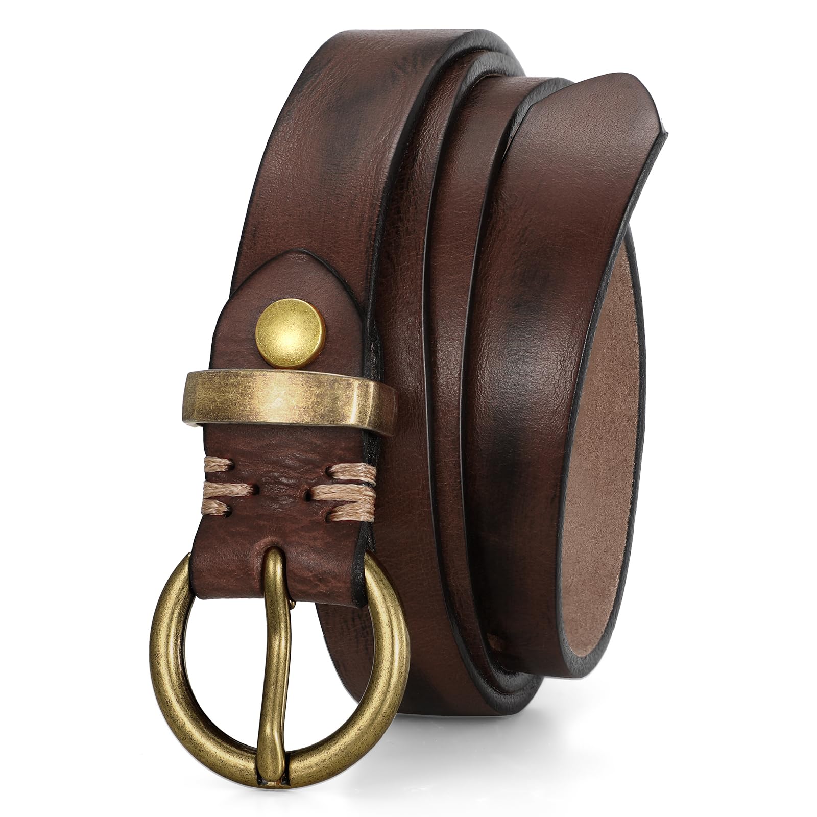 Vintage Cowhide Skinny Leather Belt - JASGOOD OFFICIAL