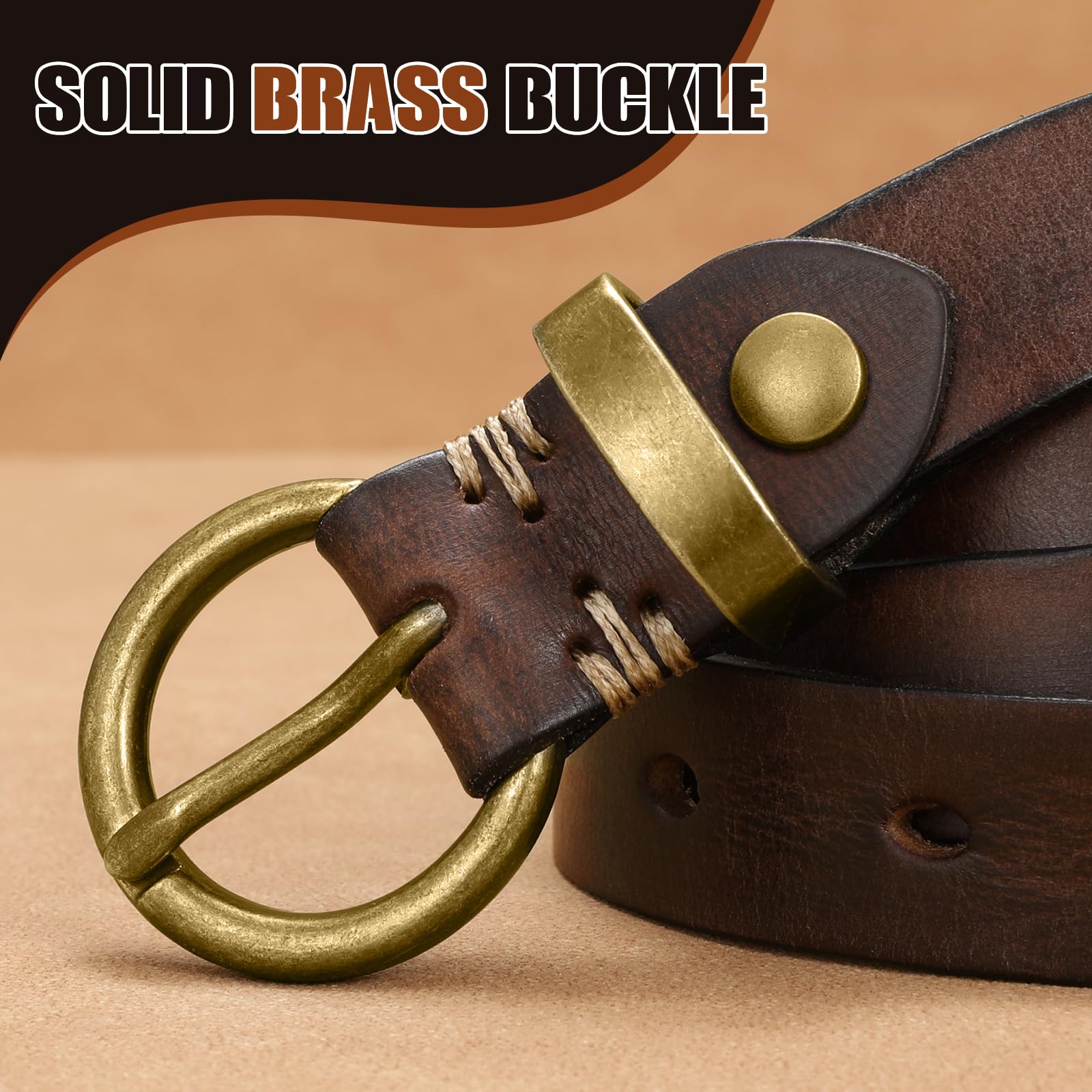 Vintage Cowhide Skinny Leather Belt - JASGOOD OFFICIAL