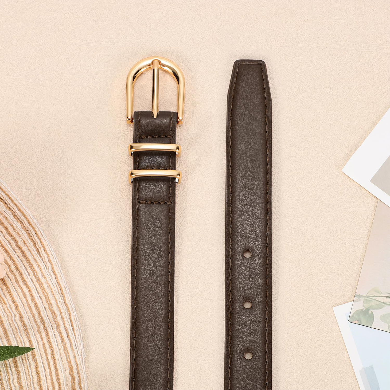 Women Skinny Vegan Leather Belt for Jeans