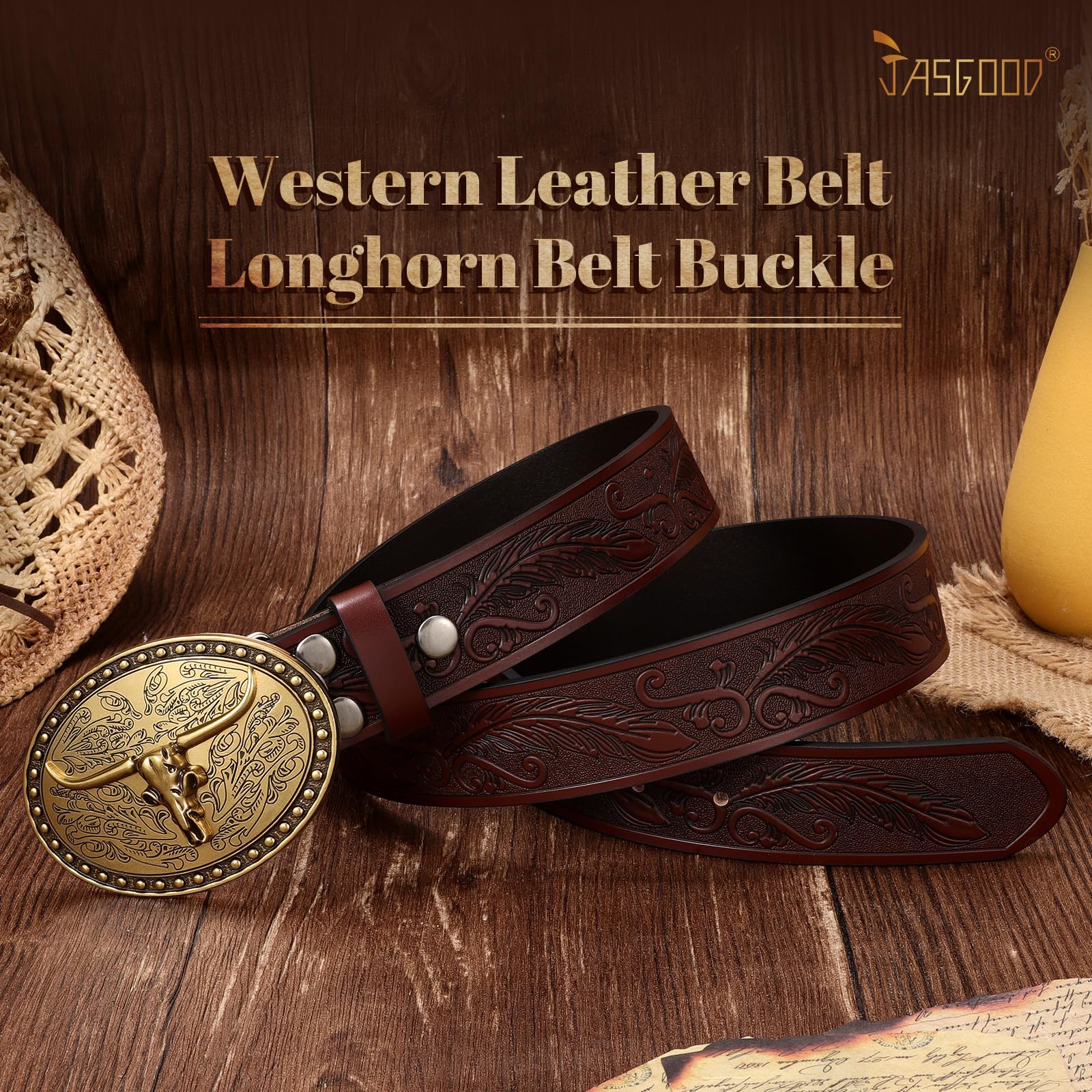 Cowgirl Cowboy Genuine Leather Belt 1.5" - JASGOOD OFFICIAL