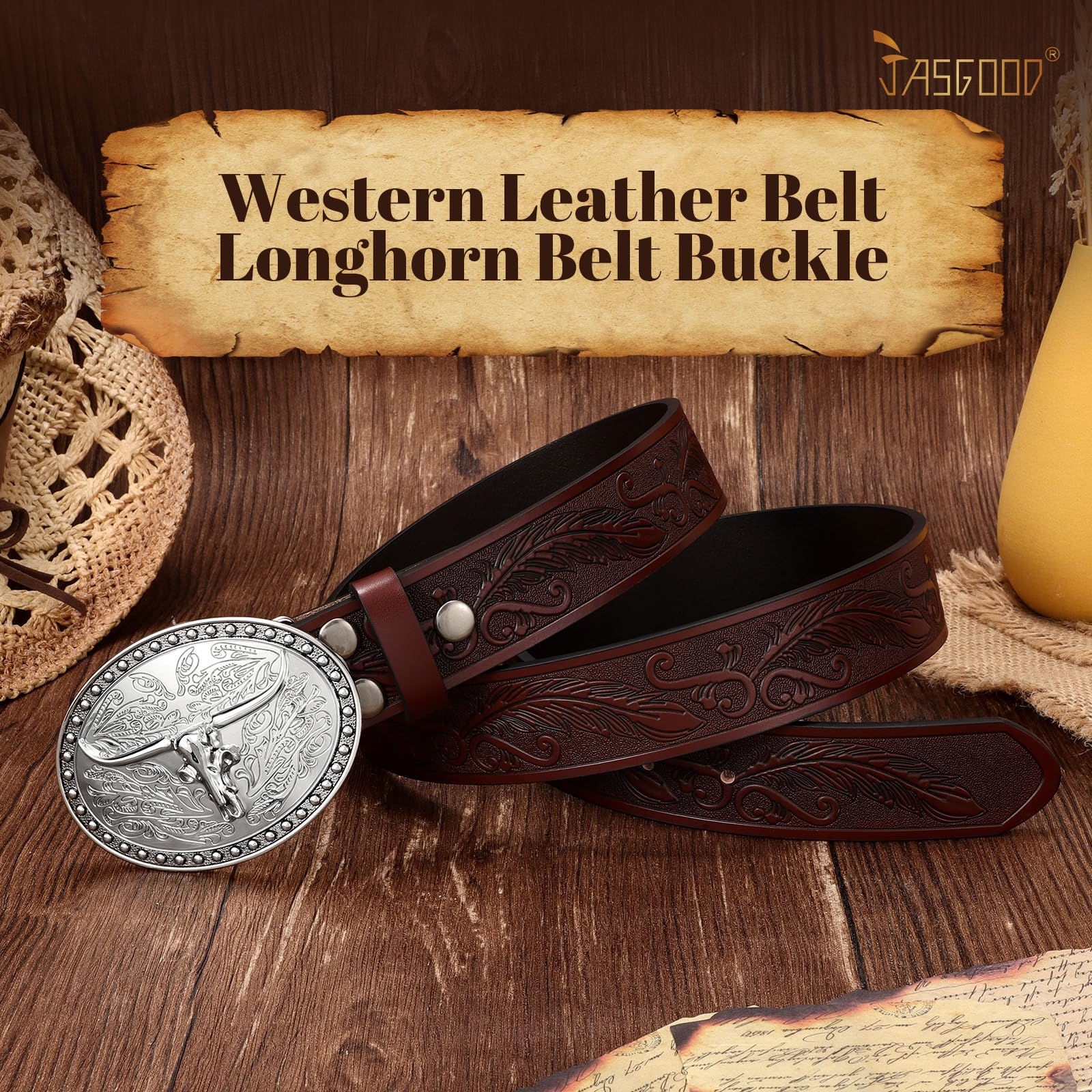 Cowgirl Cowboy Genuine Leather Belt 1.5" - JASGOOD OFFICIAL