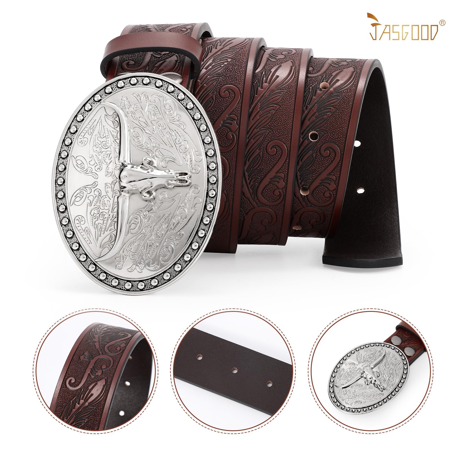 Cowgirl Cowboy Genuine Leather Belt 1.5" - JASGOOD OFFICIAL