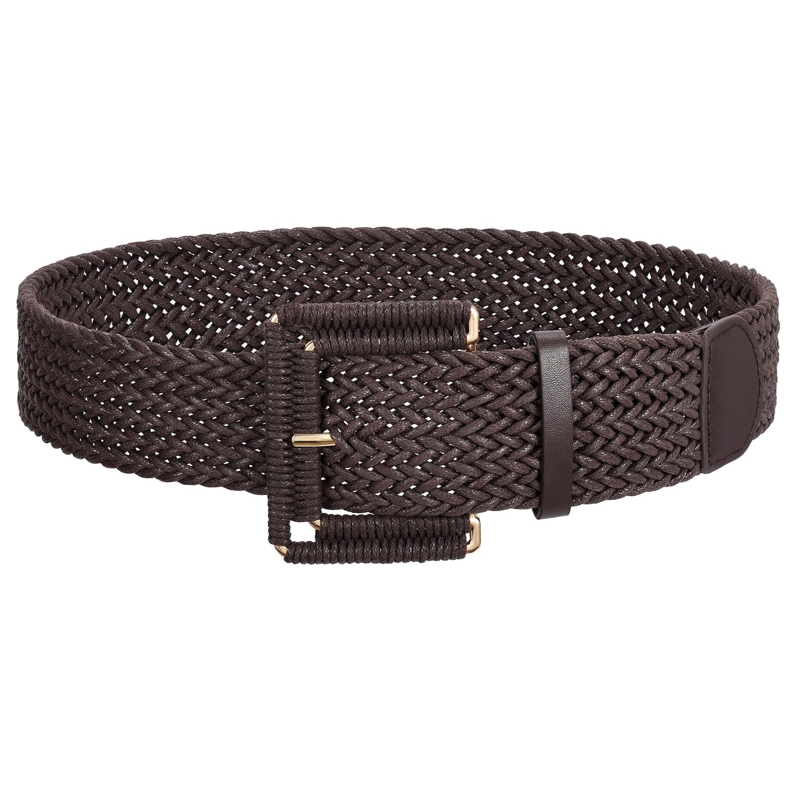 Rattan Waist Belt with Square Buckle