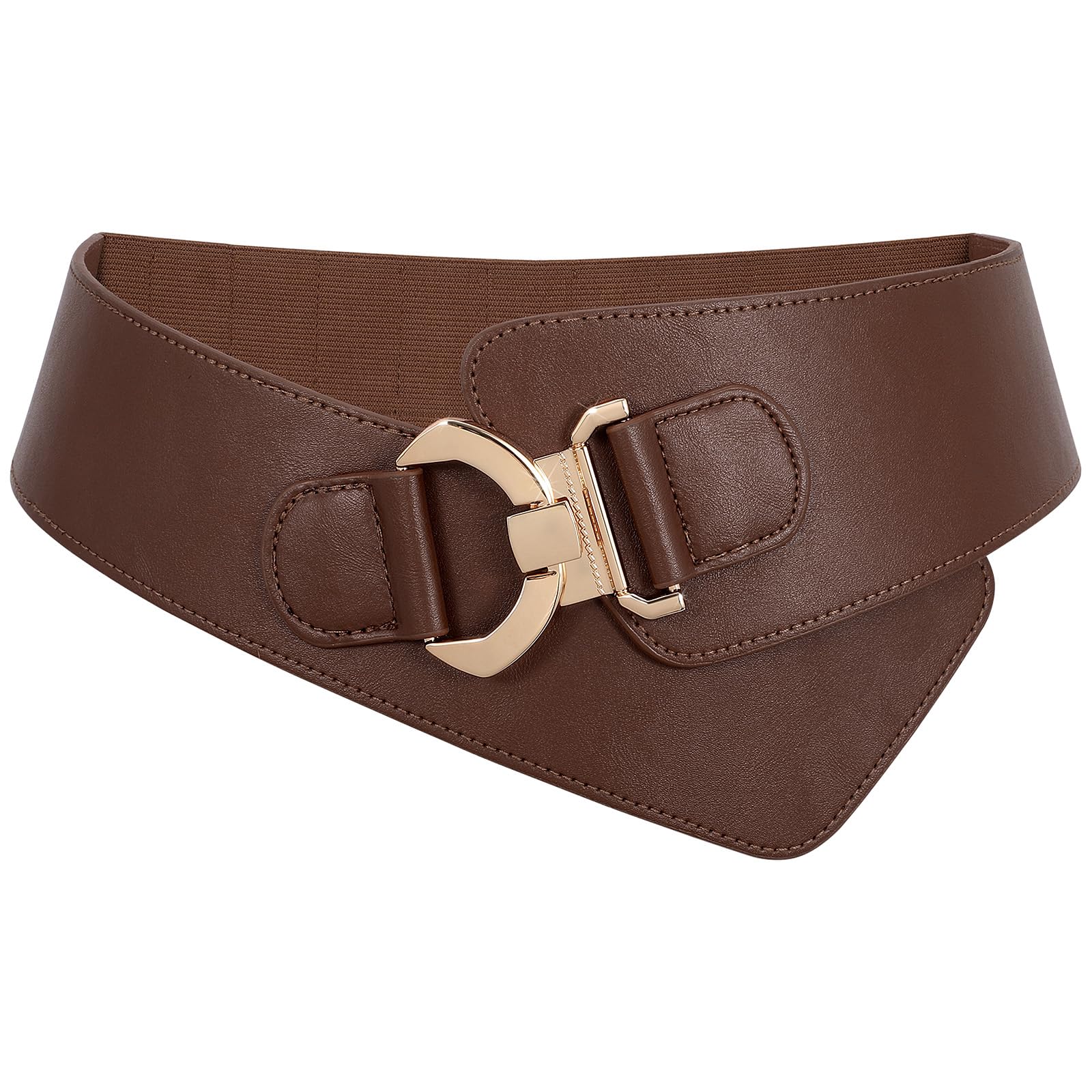 Gold Interlock Buckle Elastic Wide Belt
