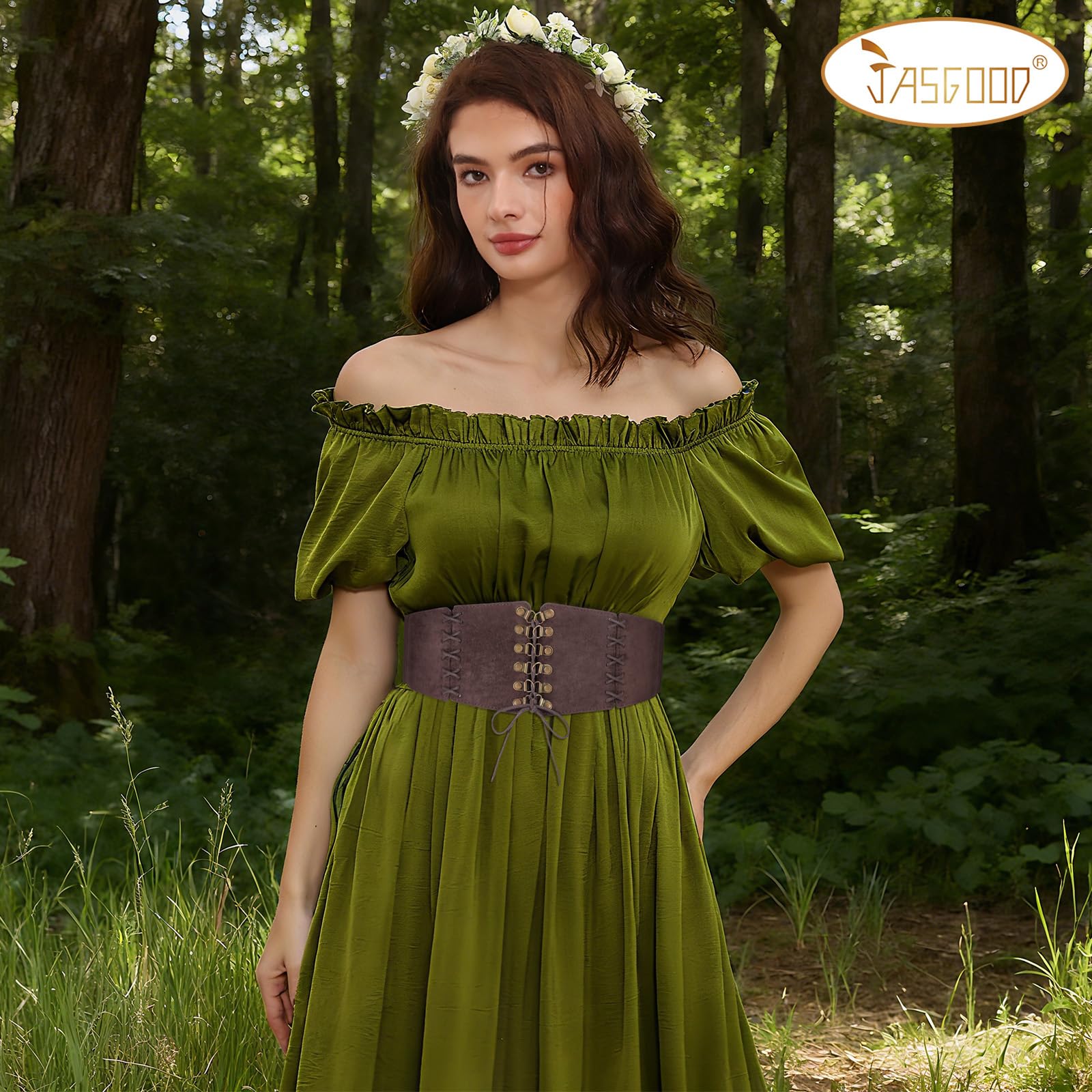 Elastic Lace-up Waspie Corset for Halloween Costume