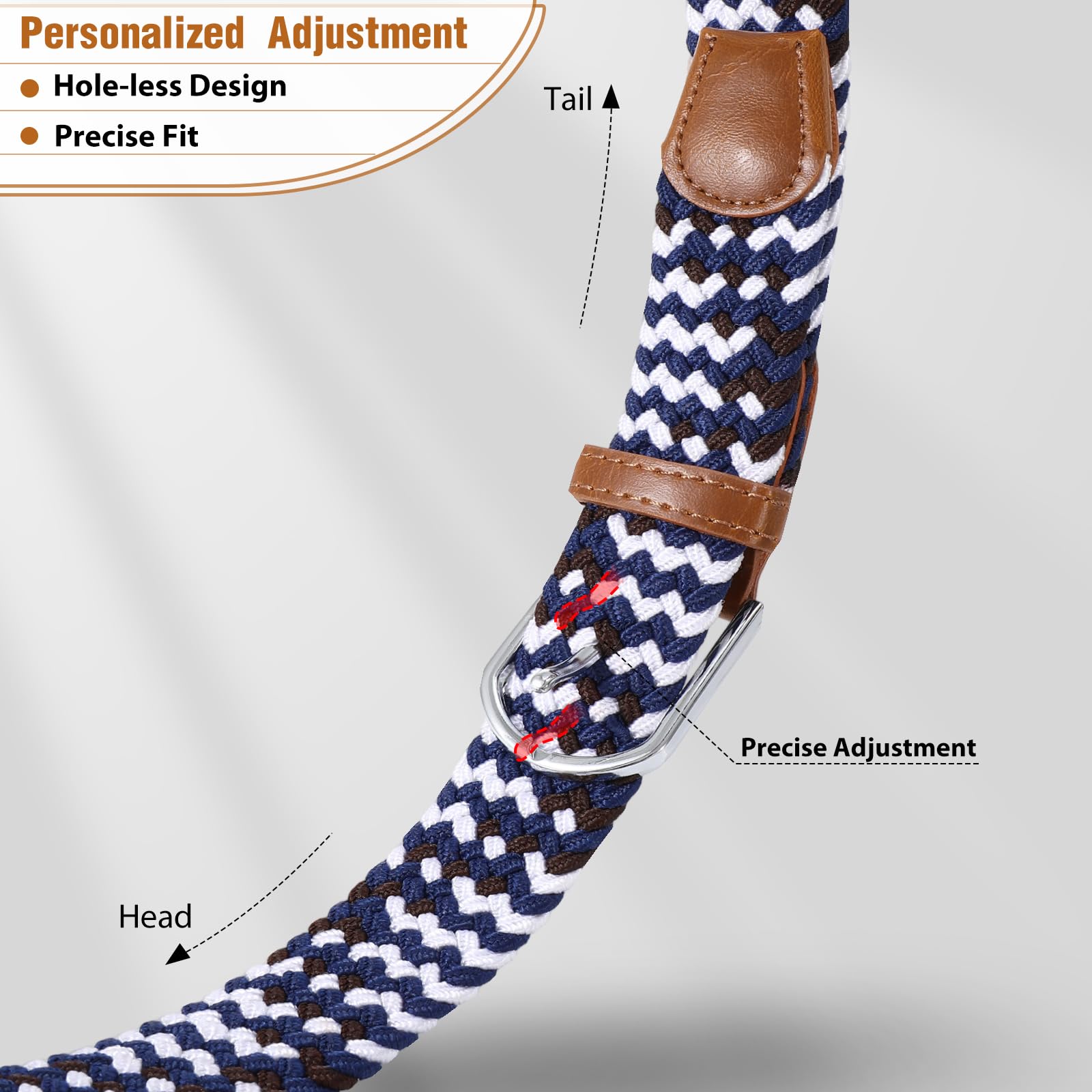 Braided Stretch Belt for Men Women