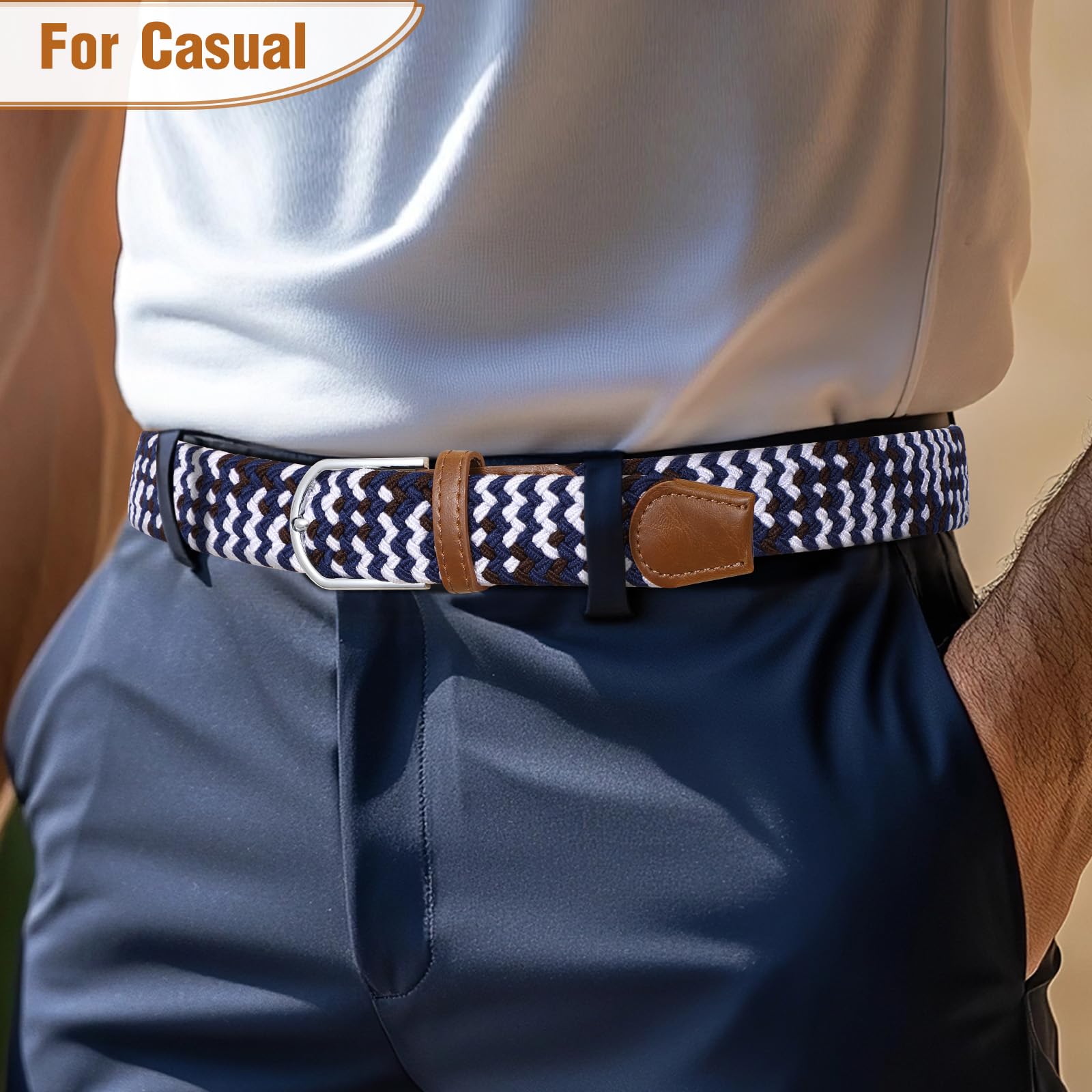 Braided Stretch Belt for Men Women