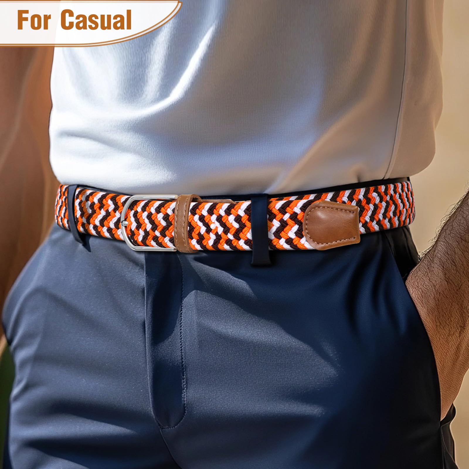 Braided Stretch Belt for Men Women