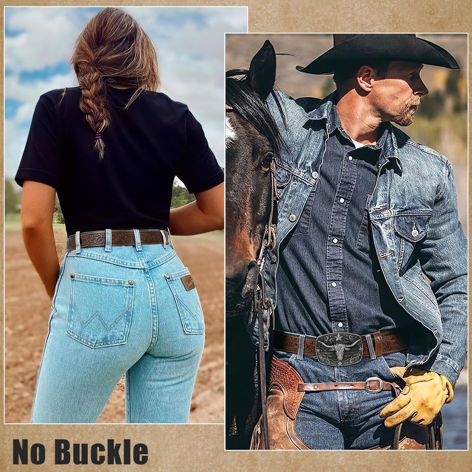 Western Belt Strap Without Buckle - JASGOOD OFFICIAL