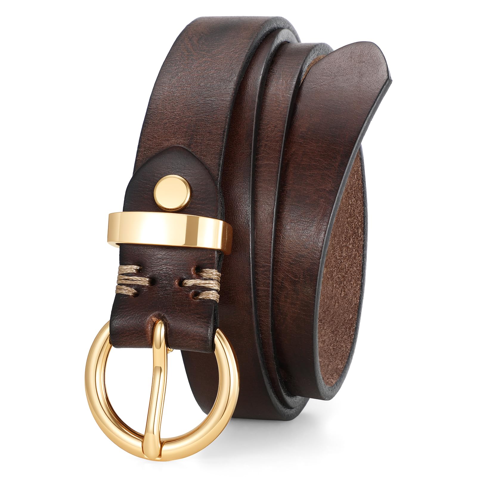 Vintage Cowhide Skinny Leather Belt - JASGOOD OFFICIAL