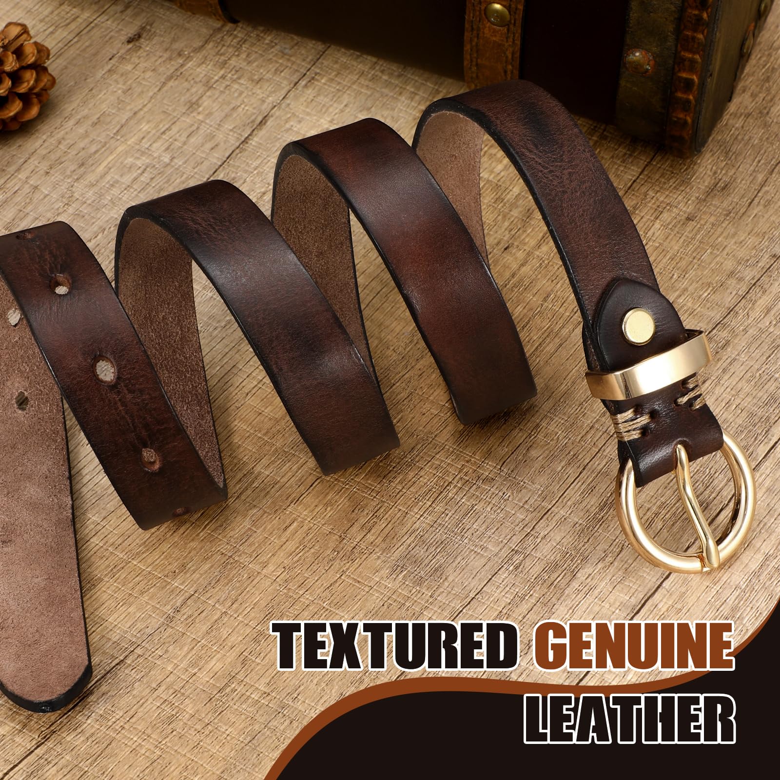 Vintage Cowhide Skinny Leather Belt - JASGOOD OFFICIAL