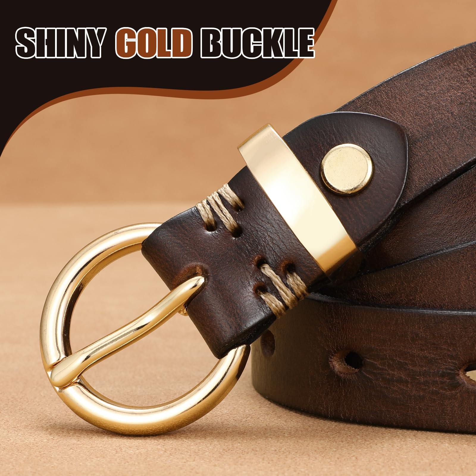 Vintage Cowhide Skinny Leather Belt - JASGOOD OFFICIAL