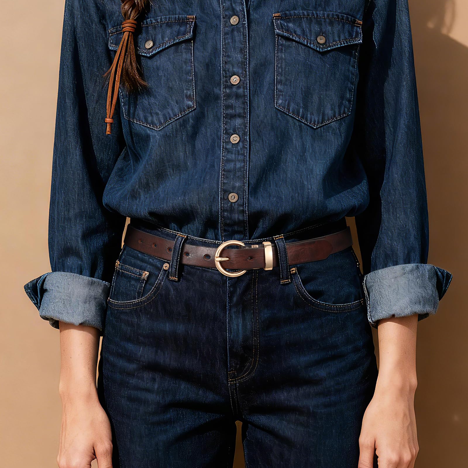 Vintage Cowhide Skinny Leather Belt - JASGOOD OFFICIAL