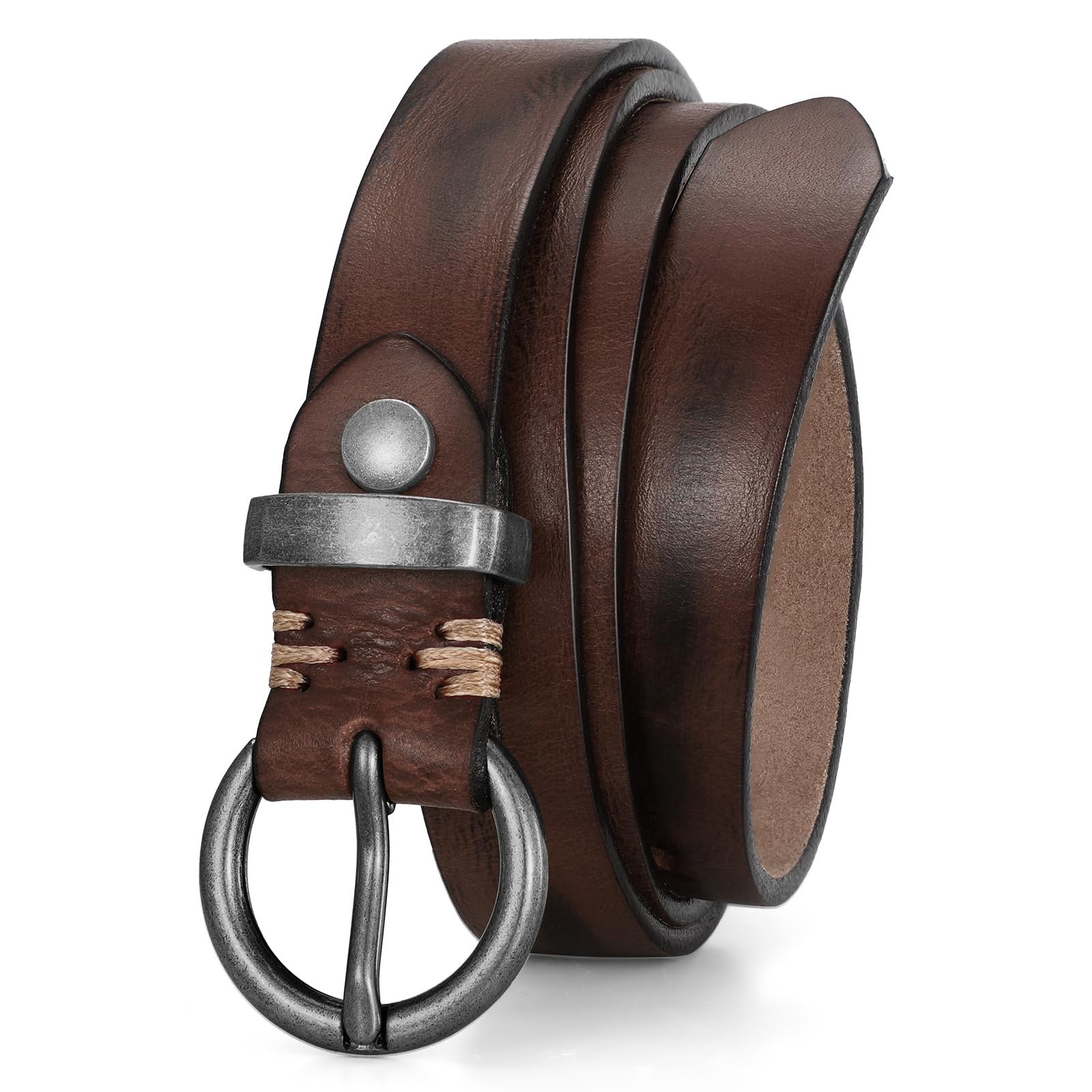 Vintage Cowhide Skinny Leather Belt - JASGOOD OFFICIAL