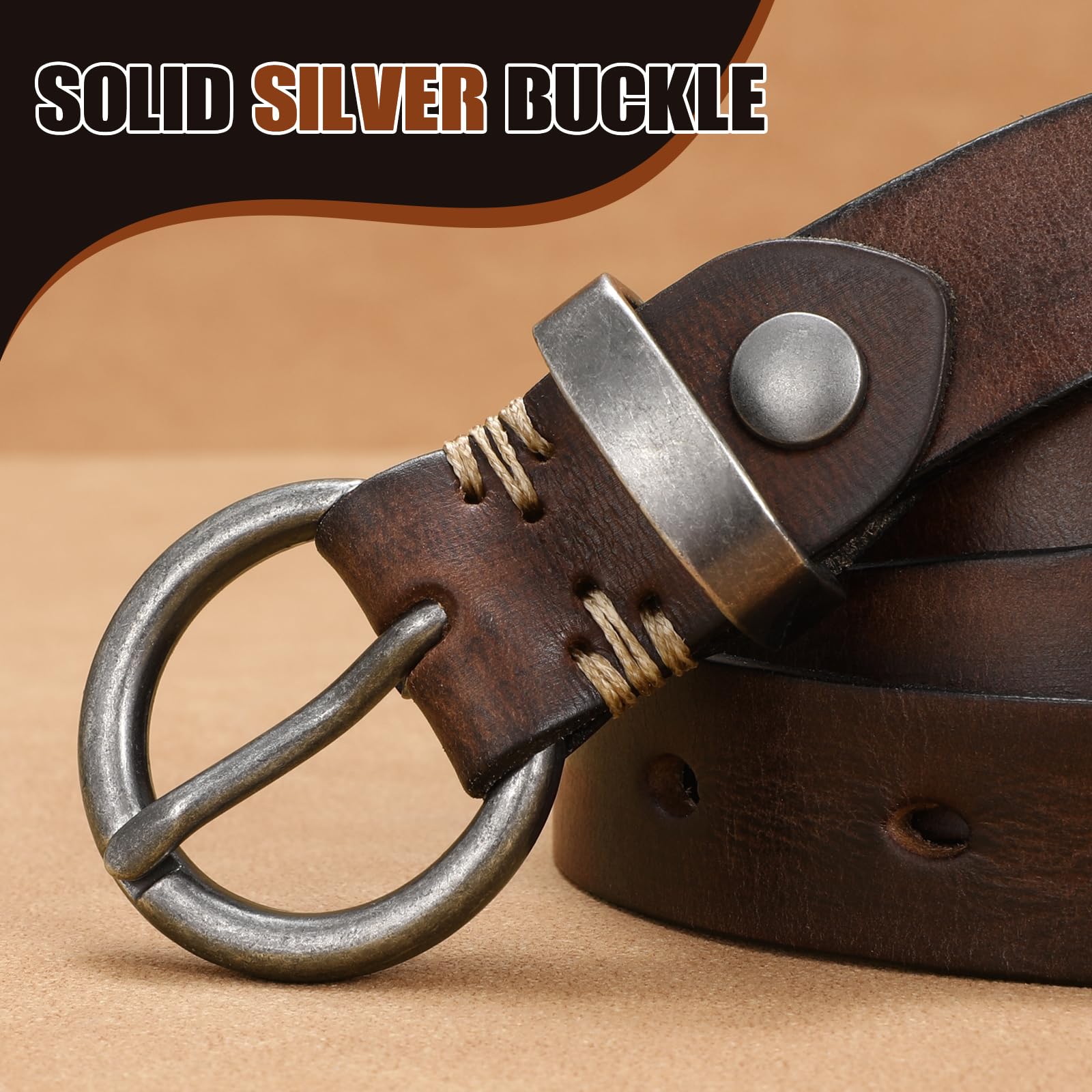 Vintage Cowhide Skinny Leather Belt - JASGOOD OFFICIAL
