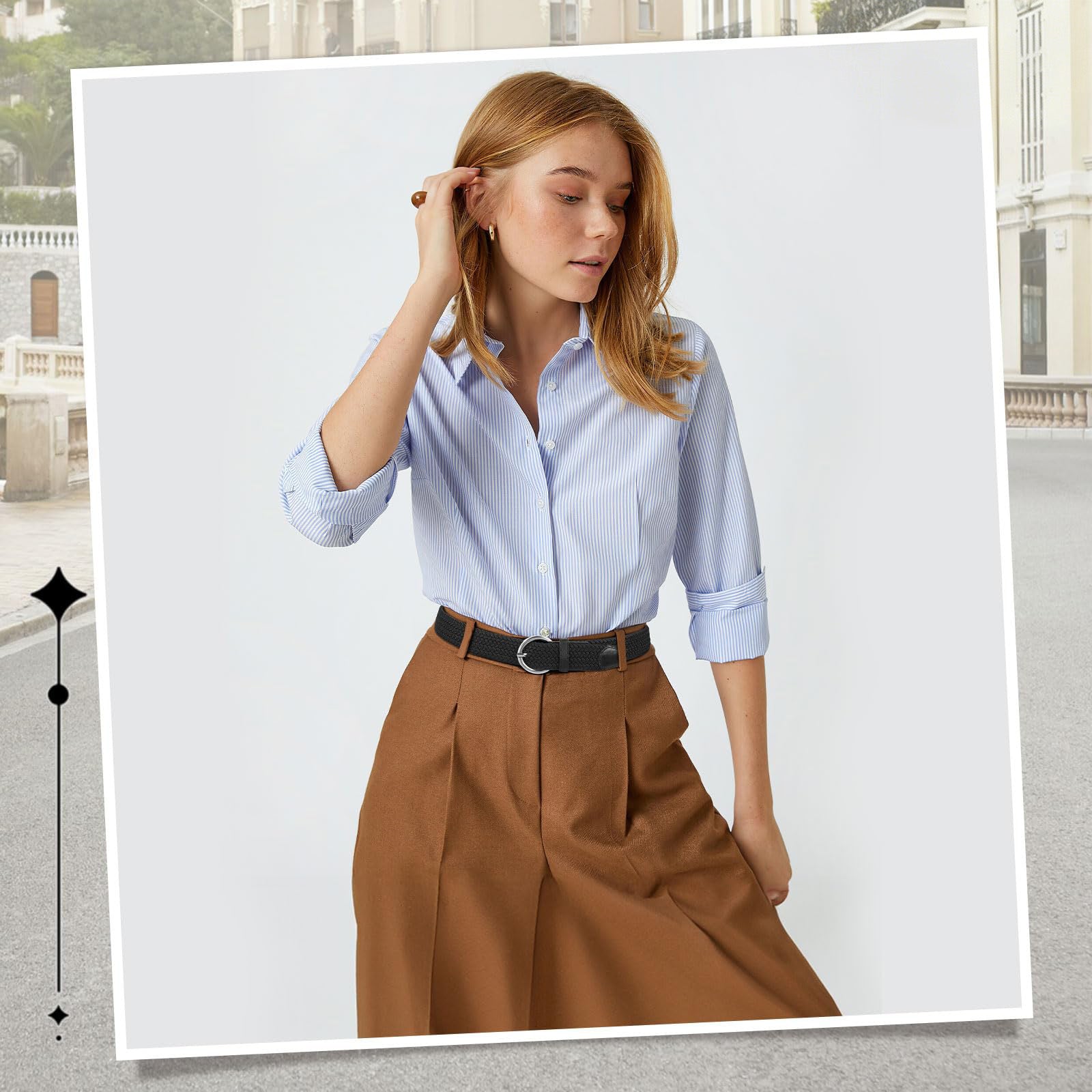 Women Men Woven Elastic Stretch Braided Waist Belt