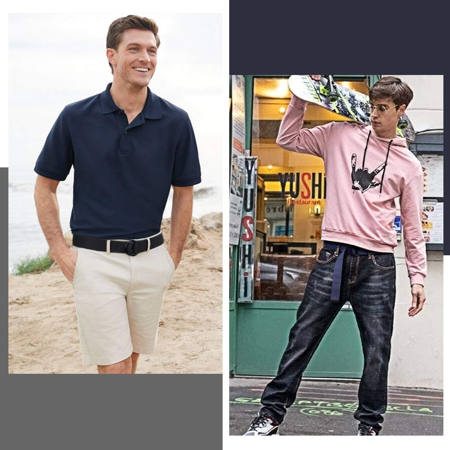 Double D-ring Design Canvas Belt For Men Women