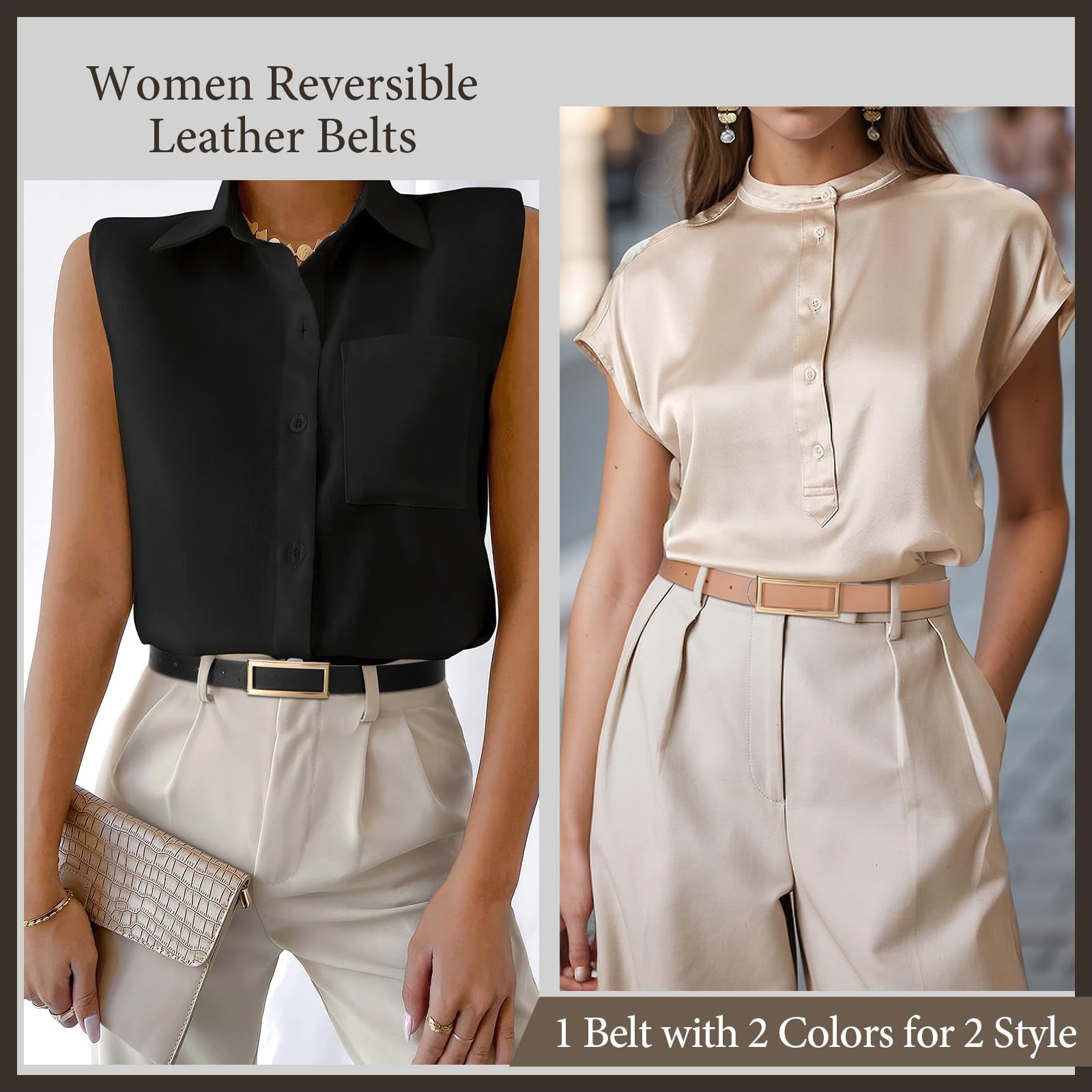 Reversible Waist Belt with Square Buckle