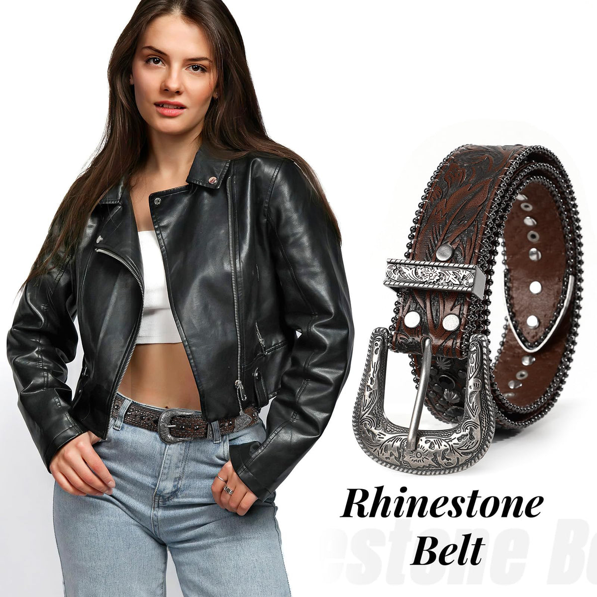 Western Rhinestone Belt for Women & Men