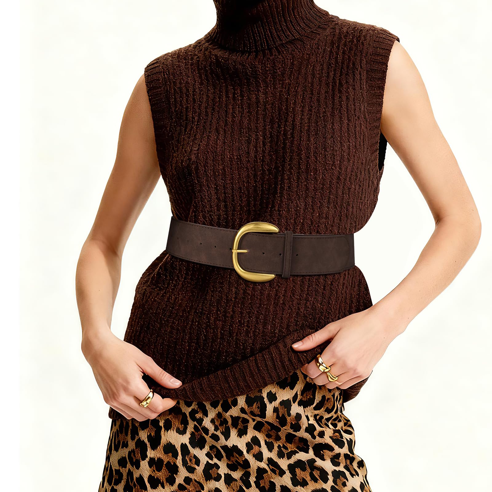 Suede Wide Belt For Lady