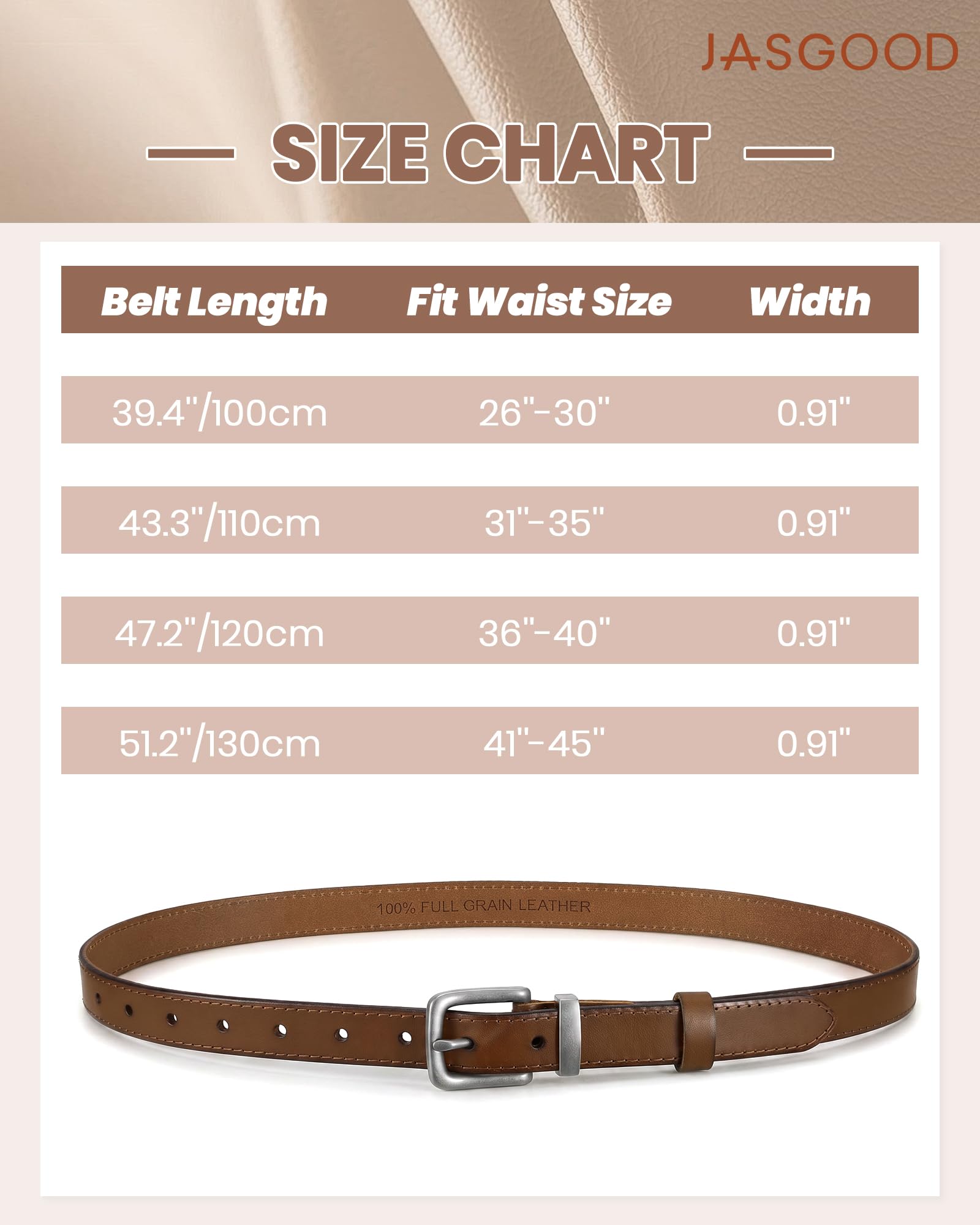 Vintage Full Grain Thin Leather Belt For Women