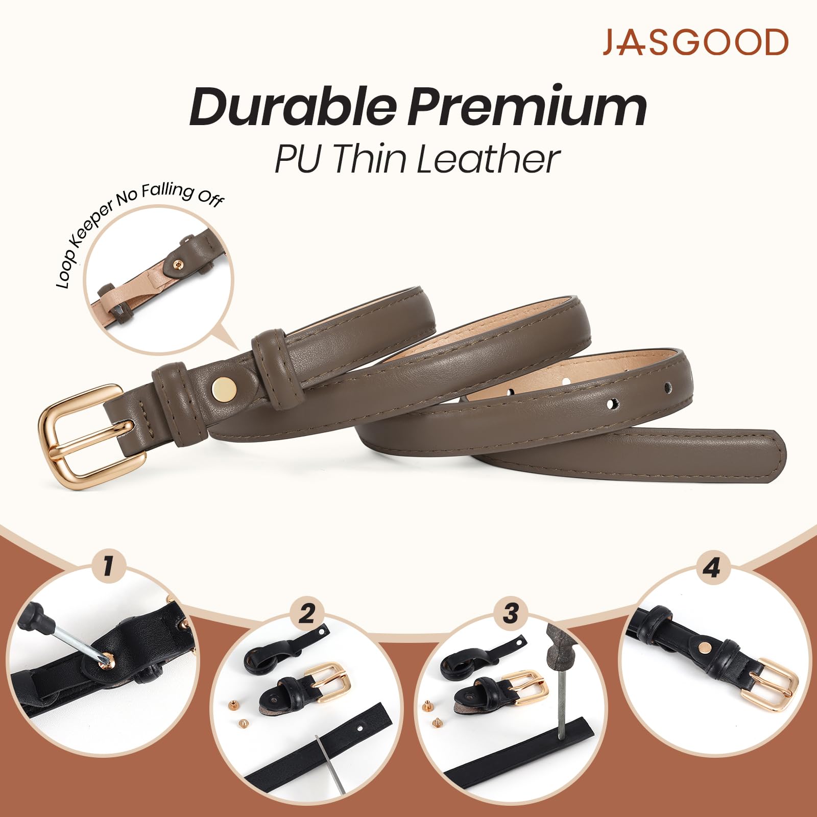 21 Colors Ladies Belt with Gold Buckle