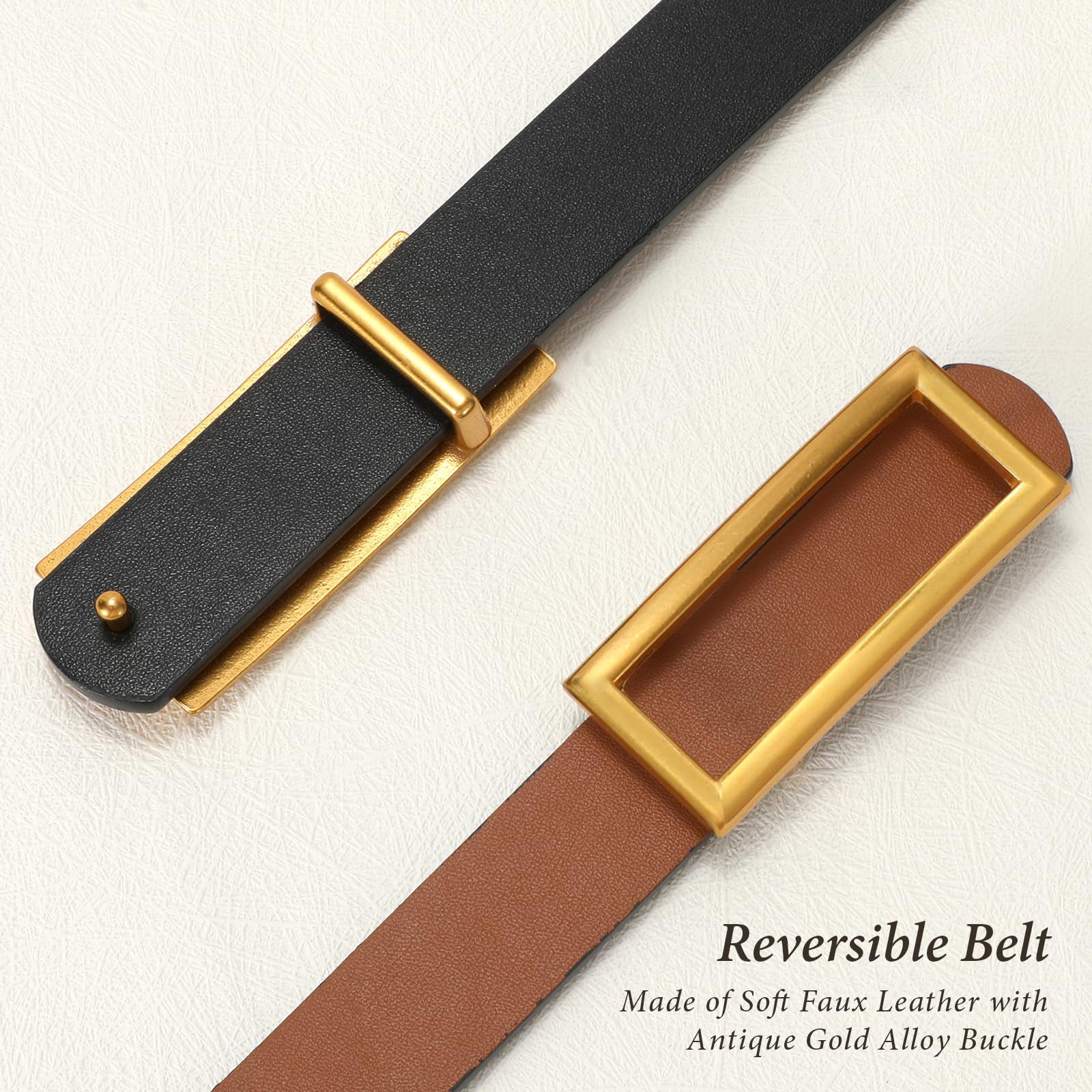 Reversible Waist Belt with Square Buckle