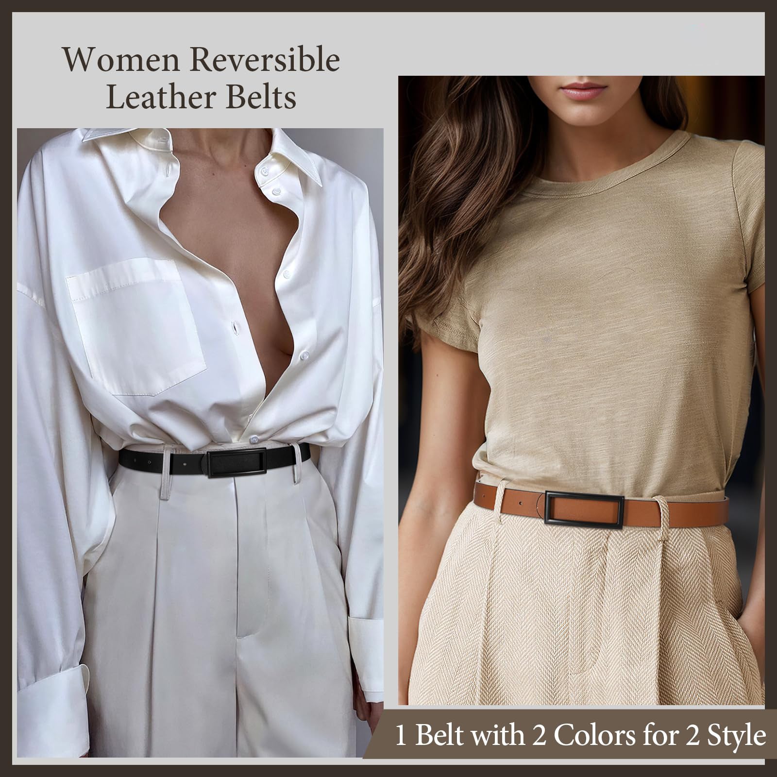 Reversible Waist Belt with Square Buckle