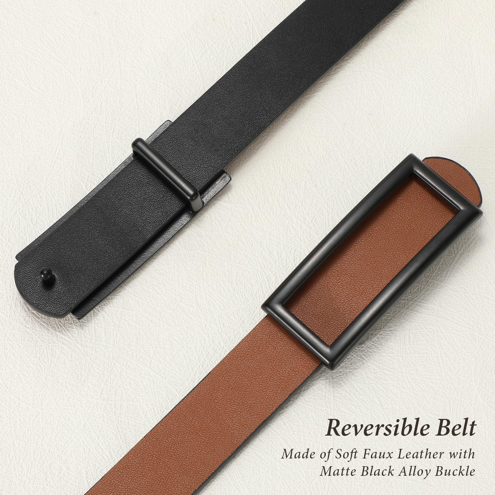 Reversible Waist Belt with Square Buckle