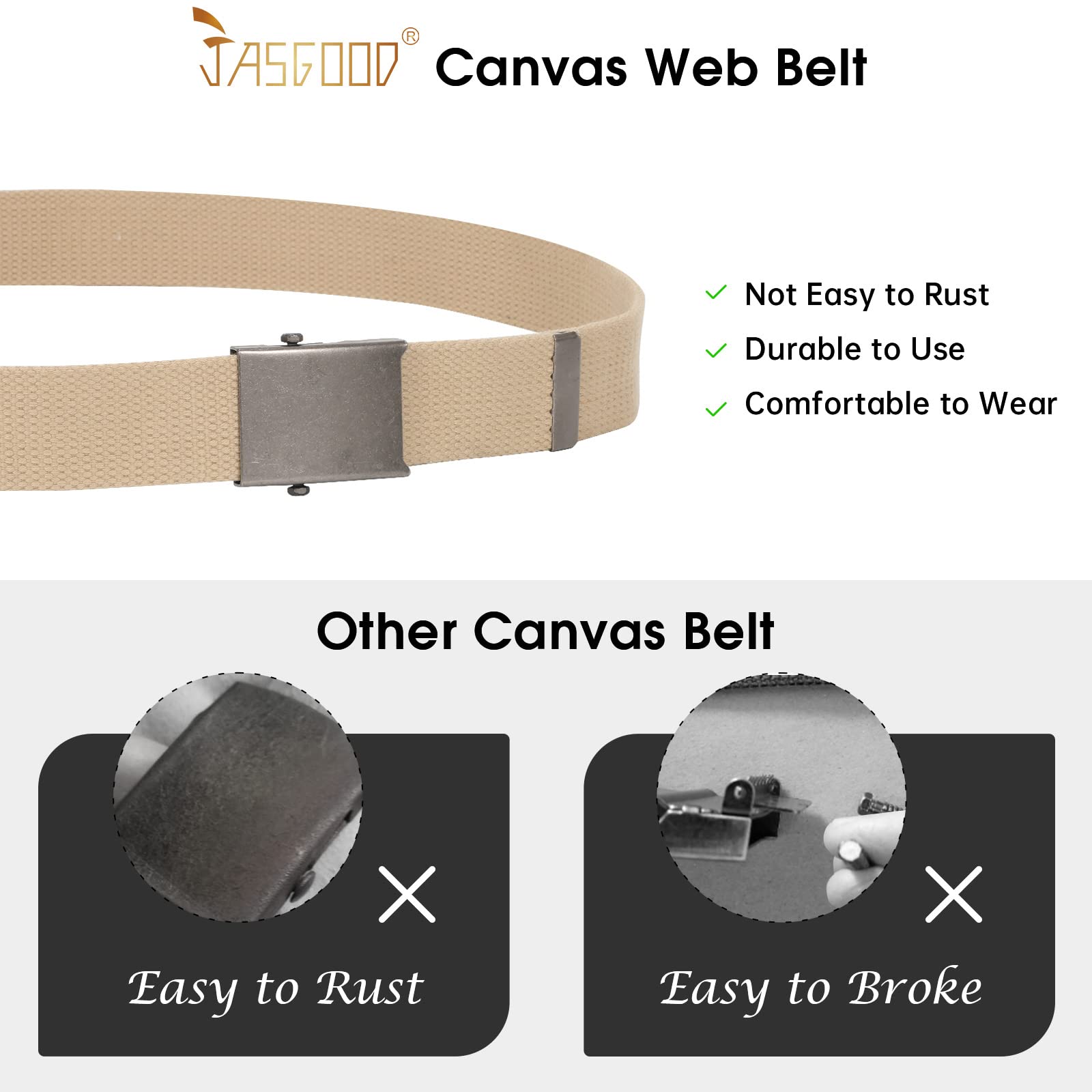 2 Pack Canvas Web Belt with Metal Buckle